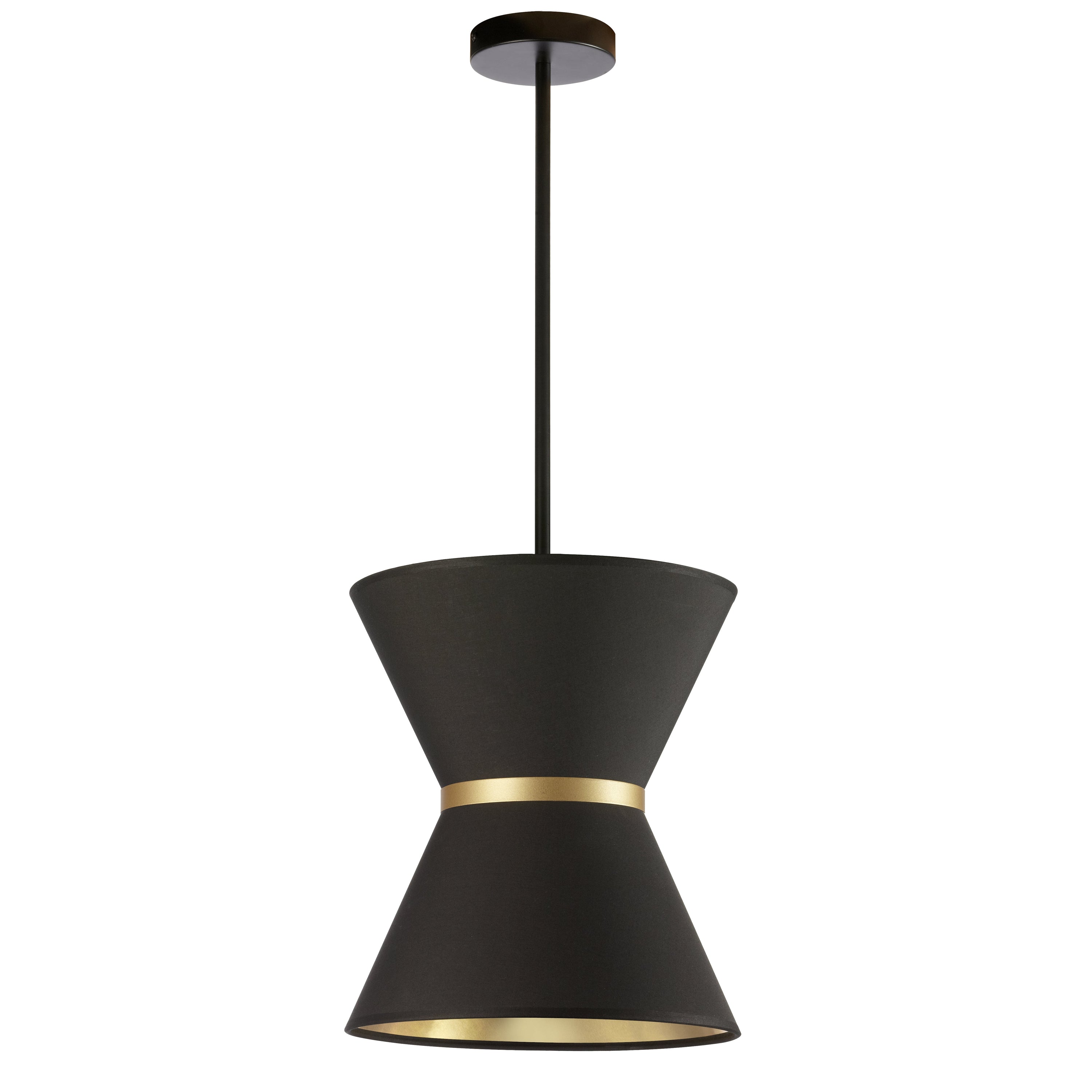 Dainolite Caterine - CTN-121P-MB-698 - 1 Light Pendant, Matte Black with Gold Ring Black / Gold Shade - Black