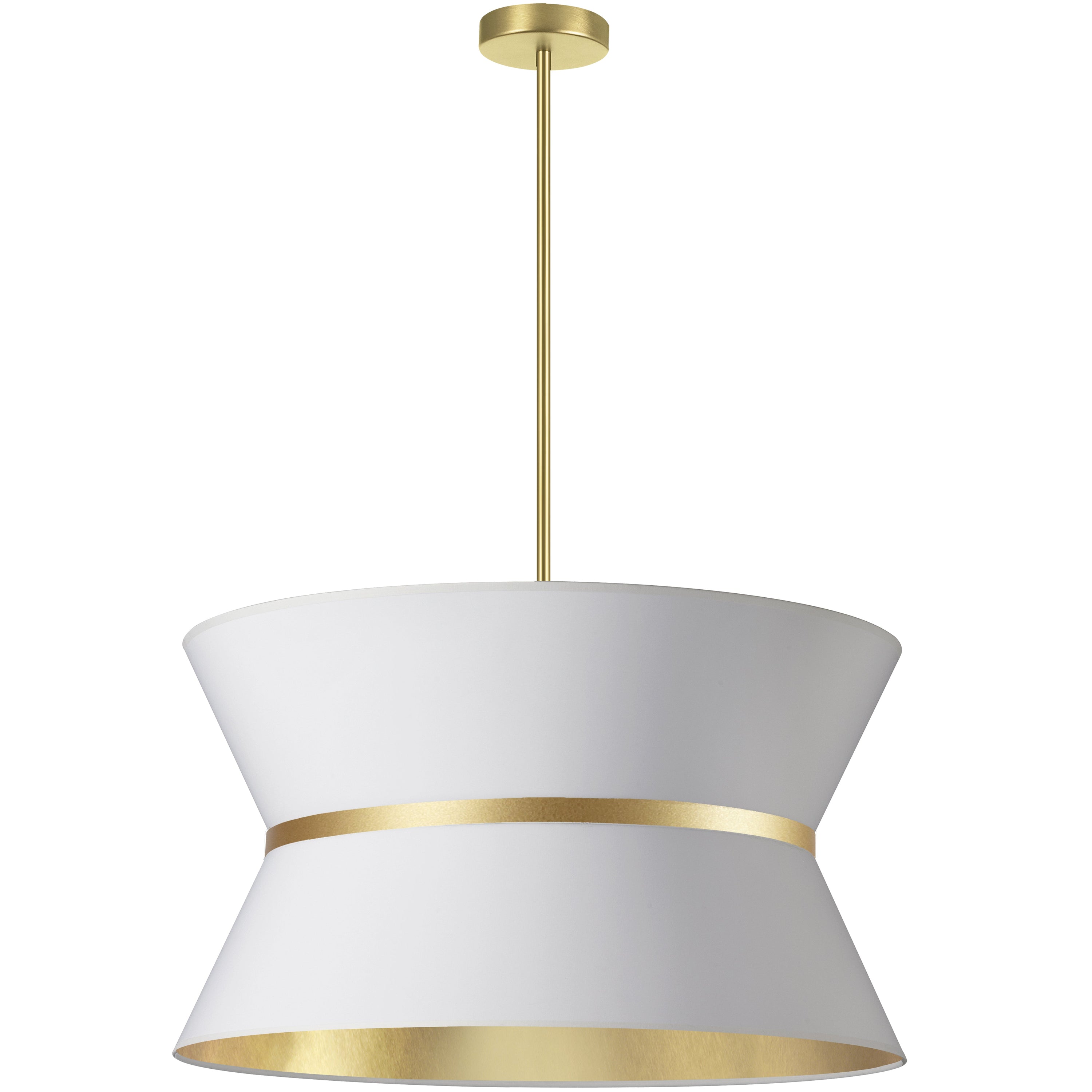 Dainolite Caterine - CTN-244C-AGB-692 - 4 Light Chandelier Fixture, Aged Brass with Gold Ring White / Gold Shade - Aged Brass