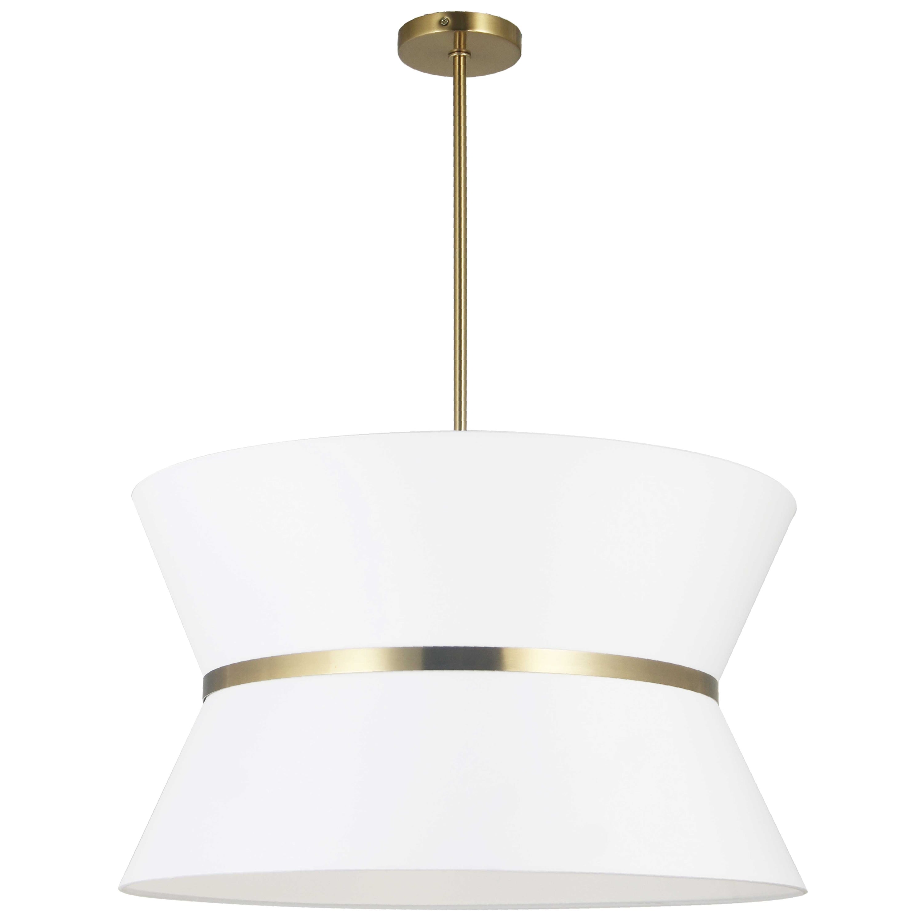 Dainolite Caterine - CTN-244C-AGB-790 - 4 Light Chandelier Fixture, Aged Brass with Gold Ring White Shade - White