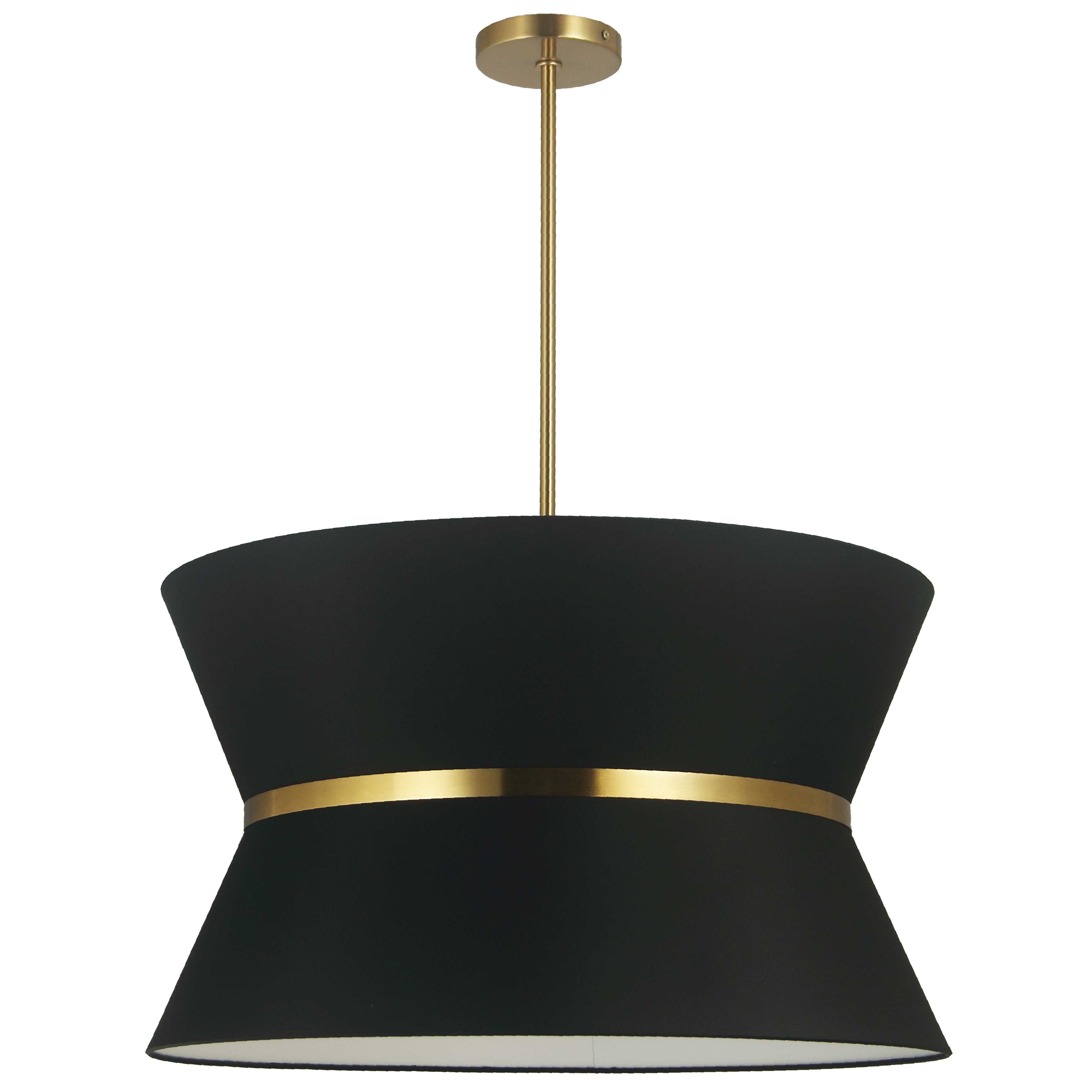 Dainolite Caterine - CTN-244C-AGB-797 - 4 Light Chandelier Fixture, Aged Brass with Gold Ring Black Shade - Black