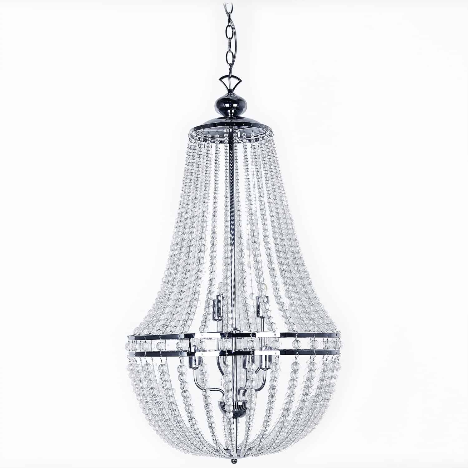 Dainolite Dawson - DAW-386C-PC-CLR - 6 Light Chandelier Fixture Polished Chrome Finish with Clear Glass Beads - Polished Chrome