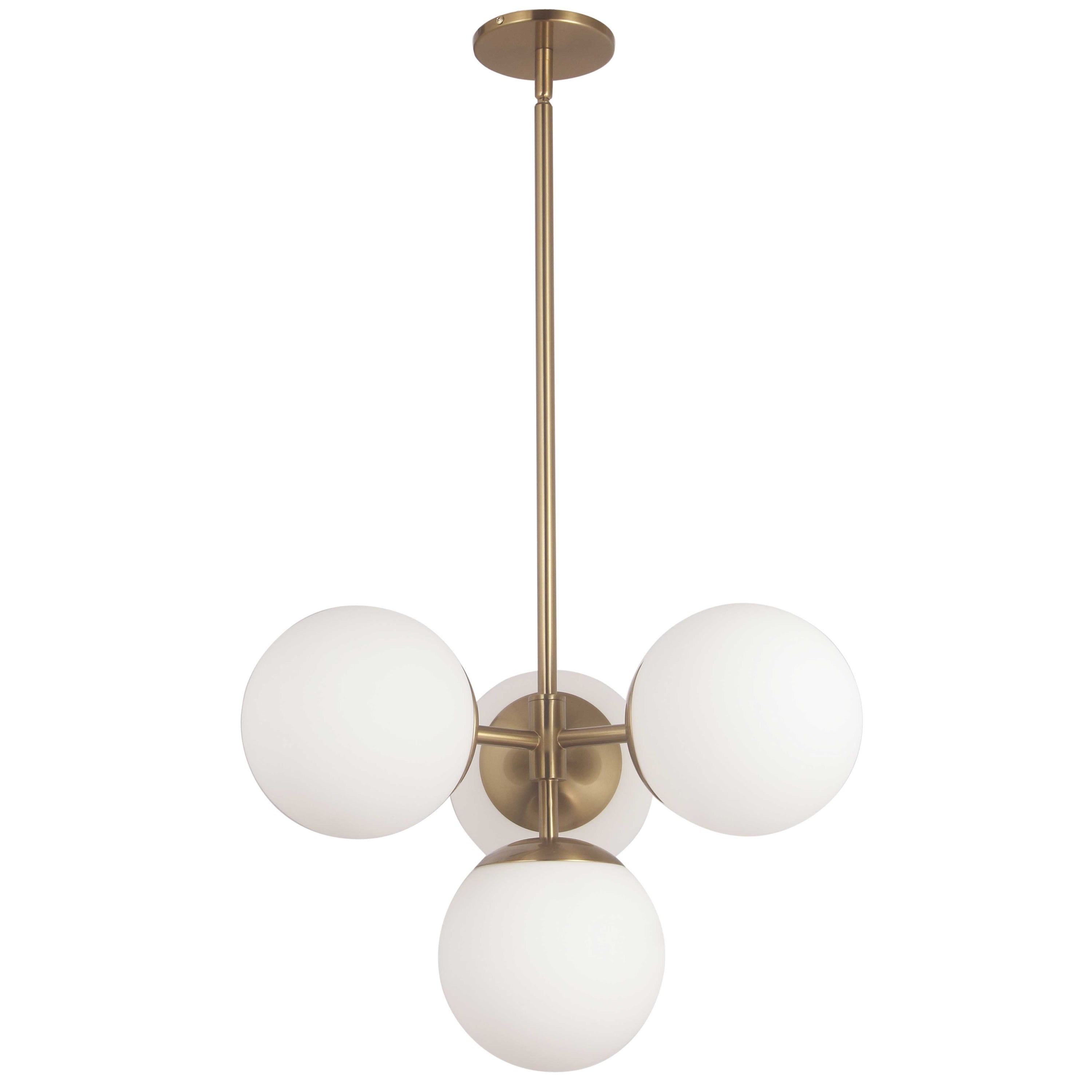 Dainolite Dayana - DAY-214P-AGB - 4 Light Pendant, Aged Brass w/ White Opal Glass - Aged Brass