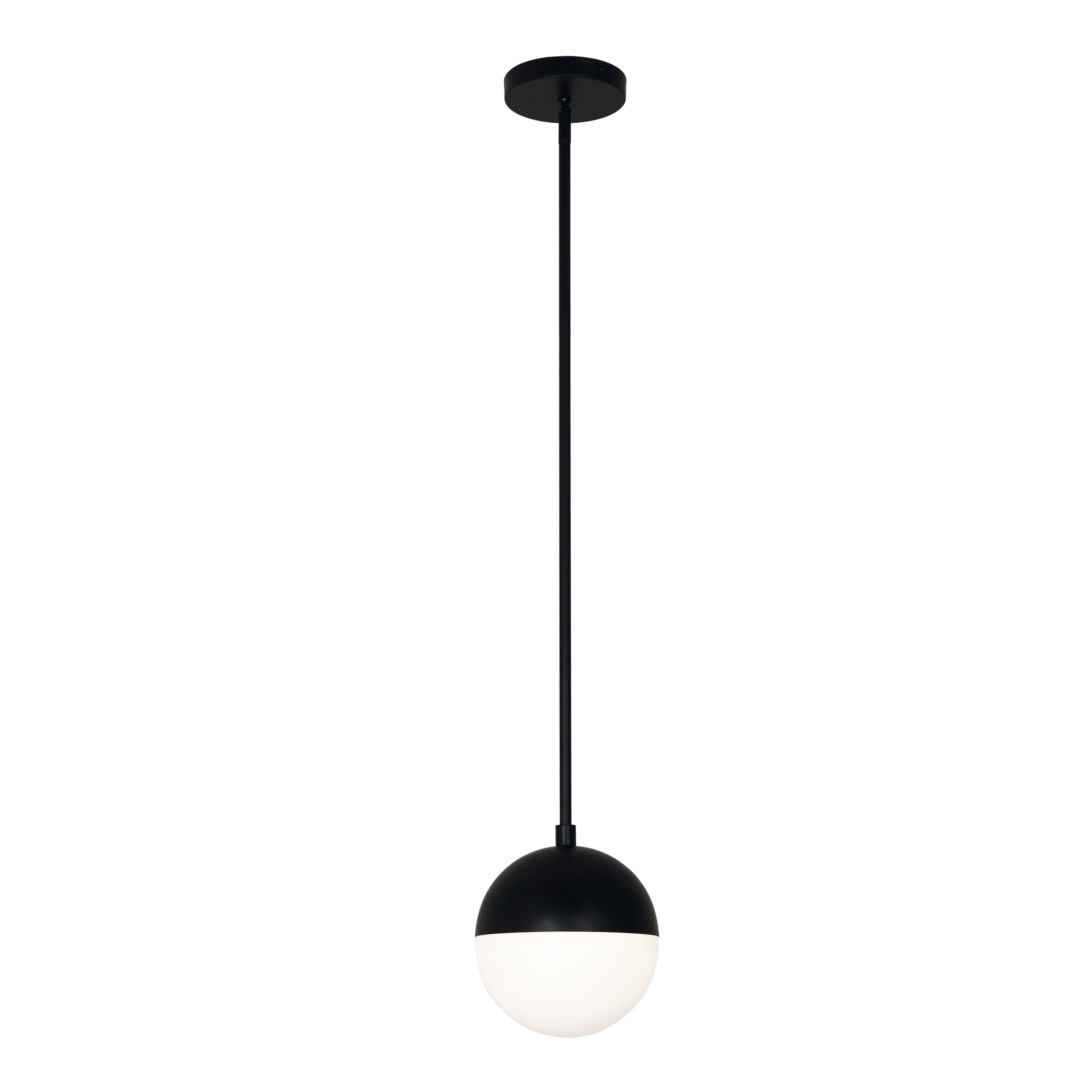 Dainolite Dayana - DAY-71P-MB - 1 Light Pendant, Matte Black Finish with White Glass - Black