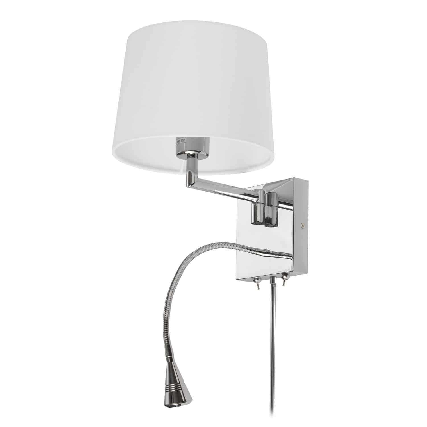 Dainolite Transitional - DLED426A - 1 Light Swing Arm & 1 Downlight LED Wall Sconce, Polished Chrome Finish with White Shade - Polished Chrome