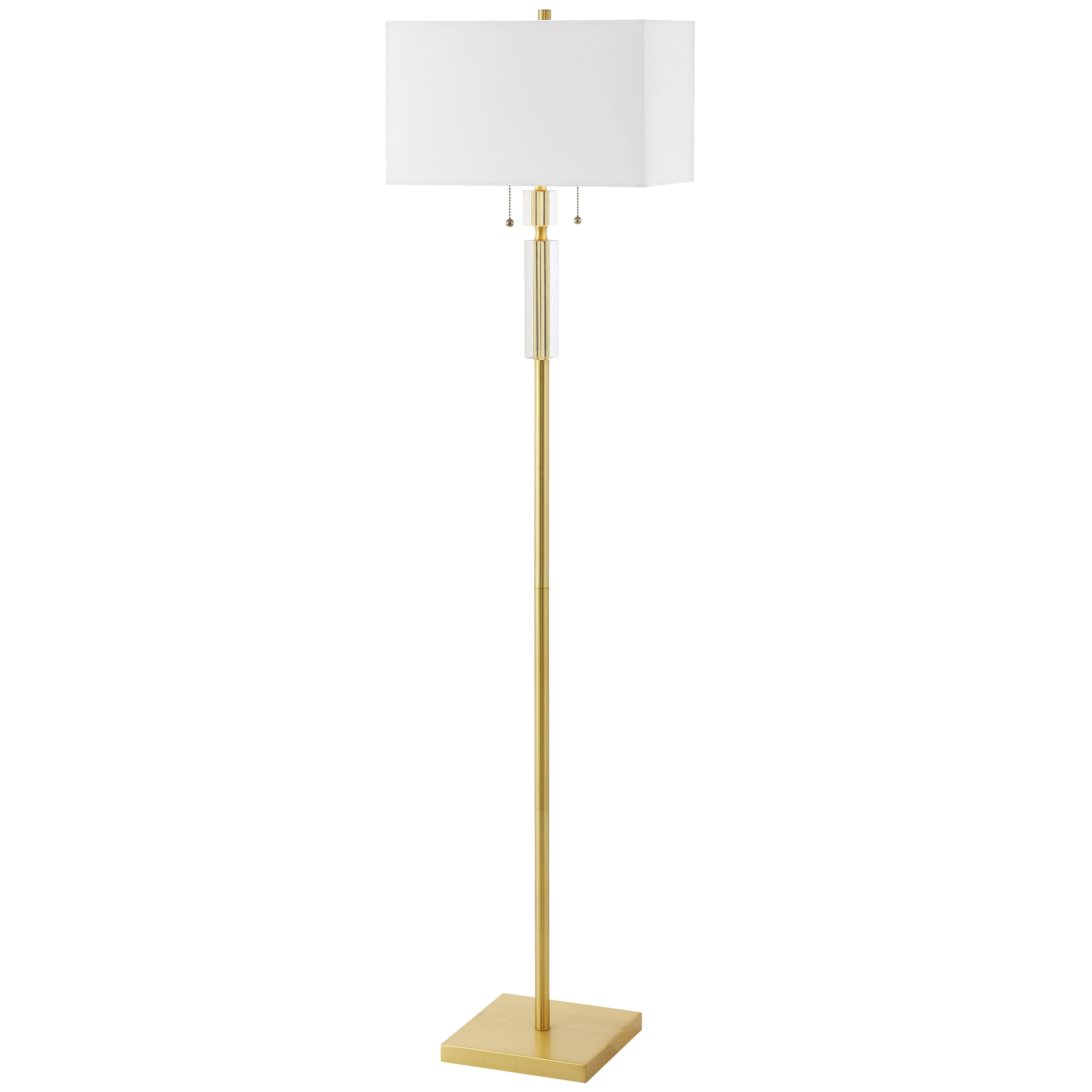 Dainolite Fernanda - DM231F-AGB - 2 Light Floor Lamp Aged Brass with White Shade - Aged Brass