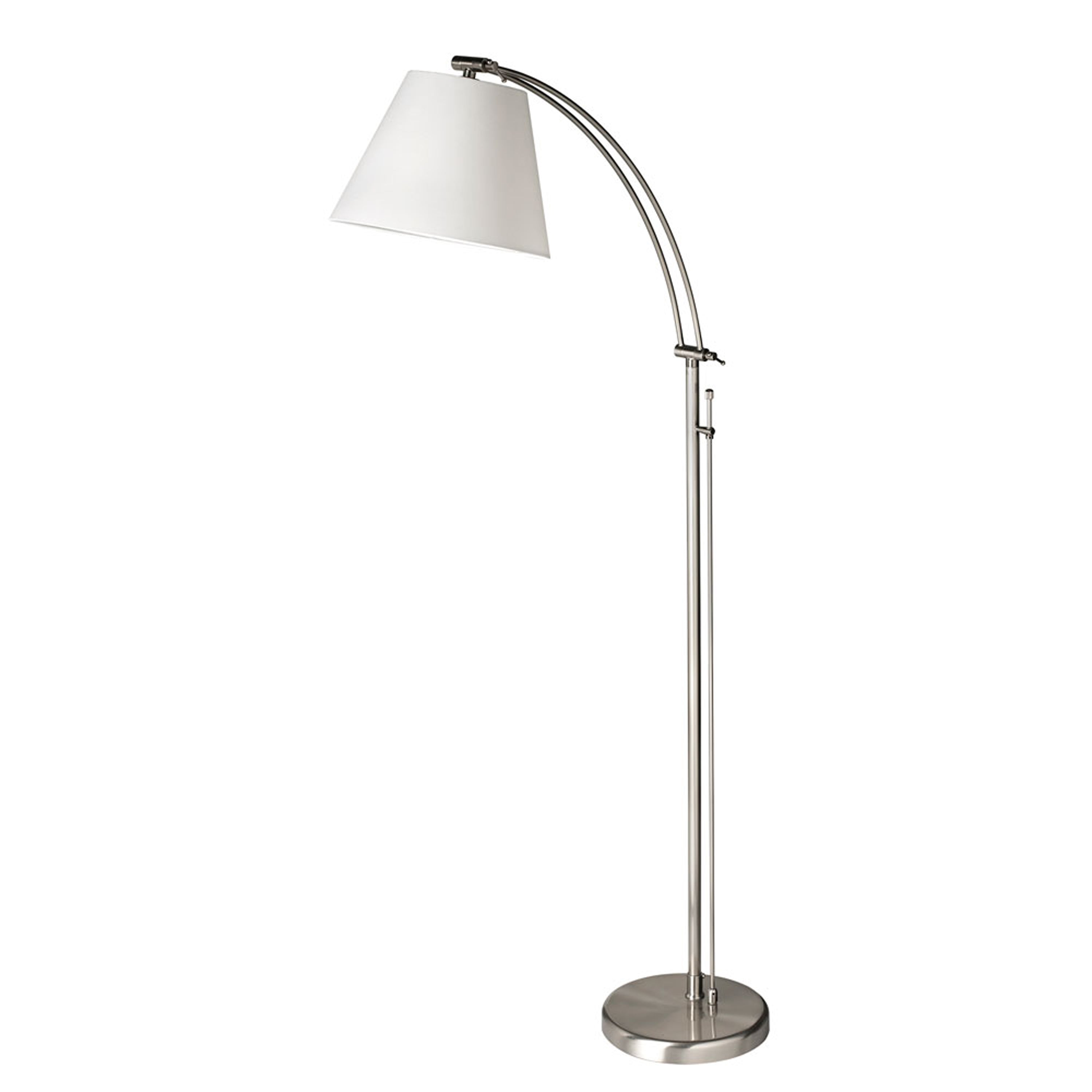 Dainolite Modern - DM2578-F-SC - Adjustable Floor Lamp, Satin Chrome, White Empire Shade, Rotary Dimmer Switch - Satin Chrome