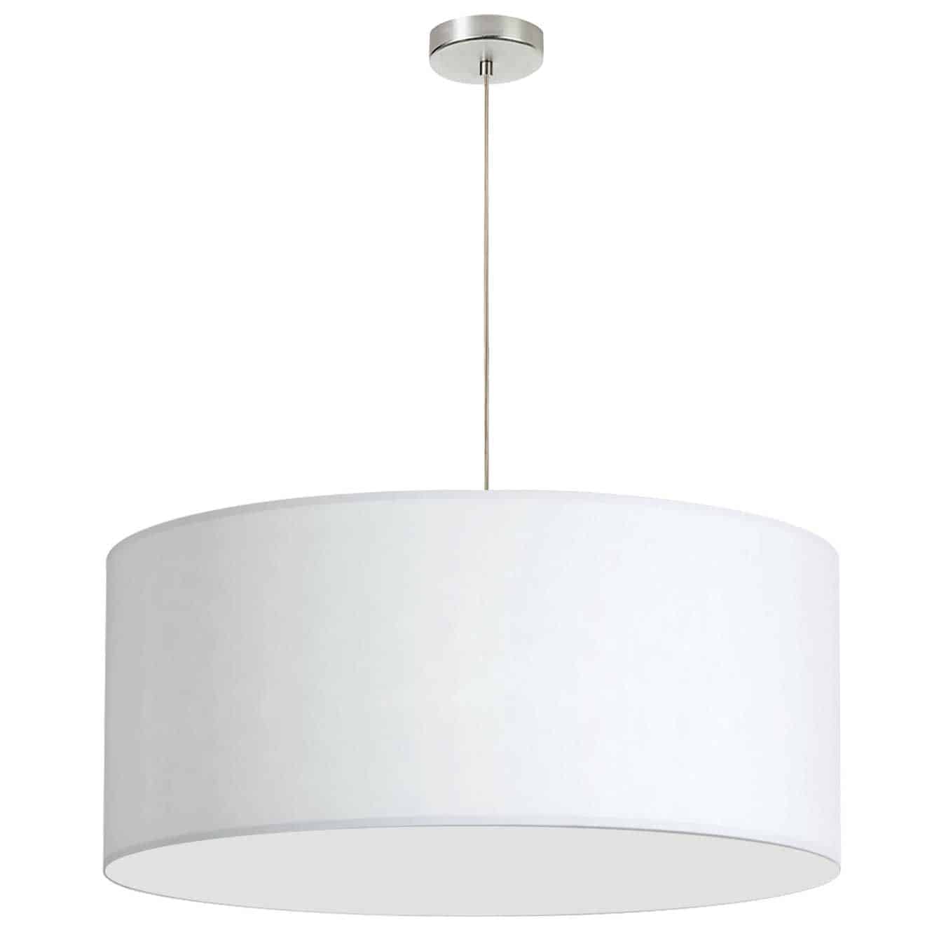 Dainolite Oversized Drum - DRM-L-790 - 1 Light, 28" Drum Shade Pendant, White Fabric, No Bottom Duffuser, Polished Chrome - White