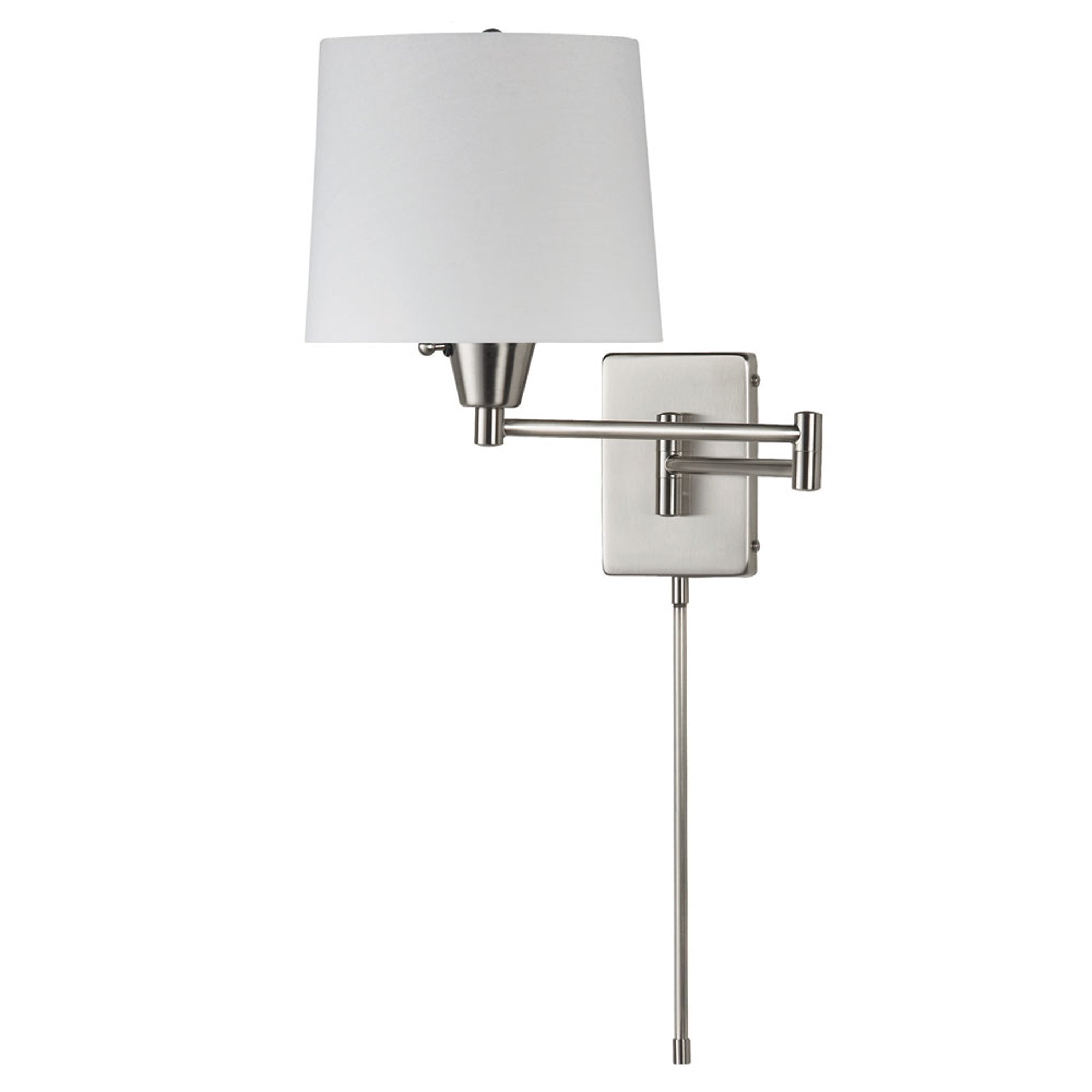 Dainolite Modern - DWL80DD-SC - Swing Arm Wall Lamp, Satin Chrome, White Linen Shade 195F - Satin Chrome