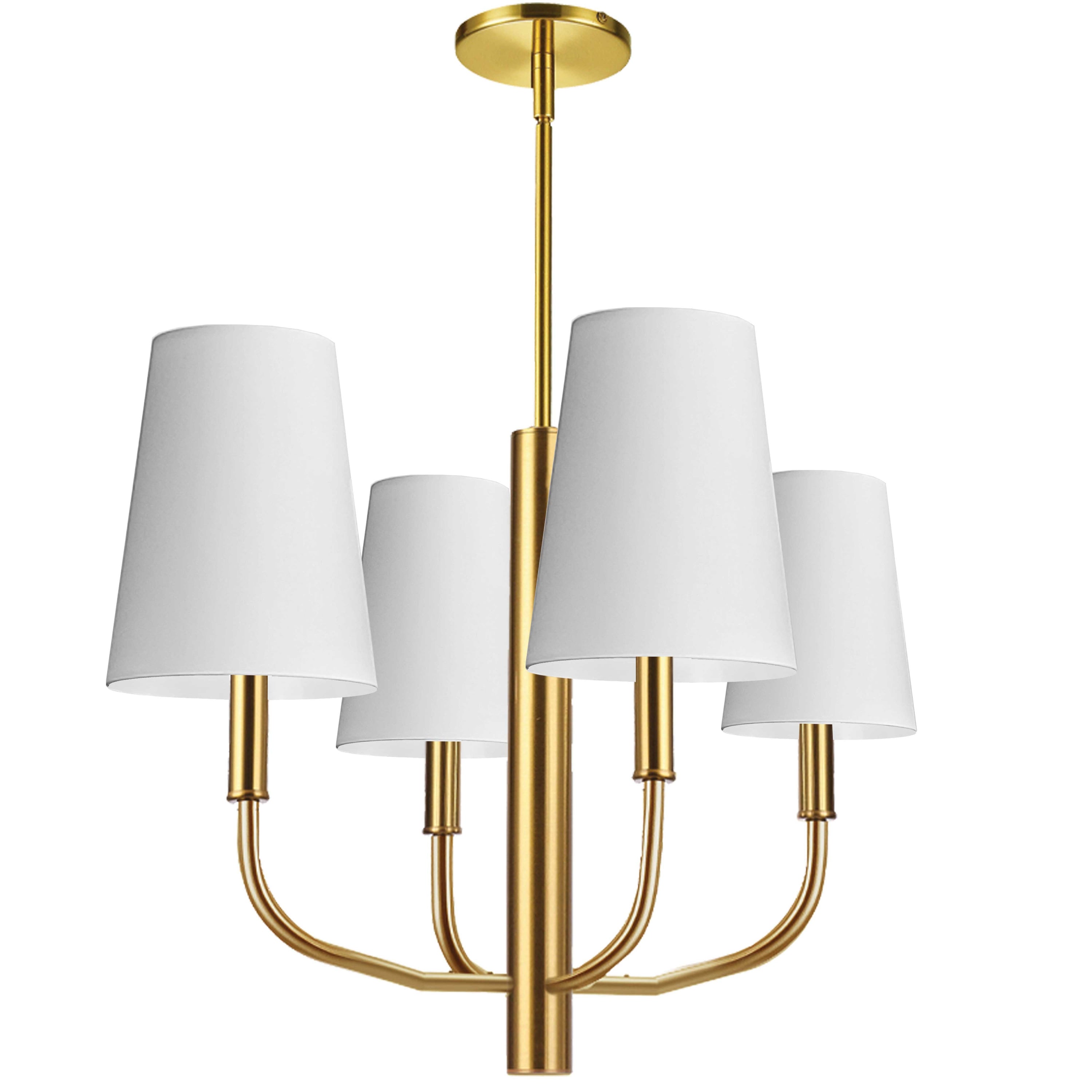 Dainolite Eleanor - ELN-214C-AGB-790 - 4 Light Pendant, Aged Brass w/ White Shades - White