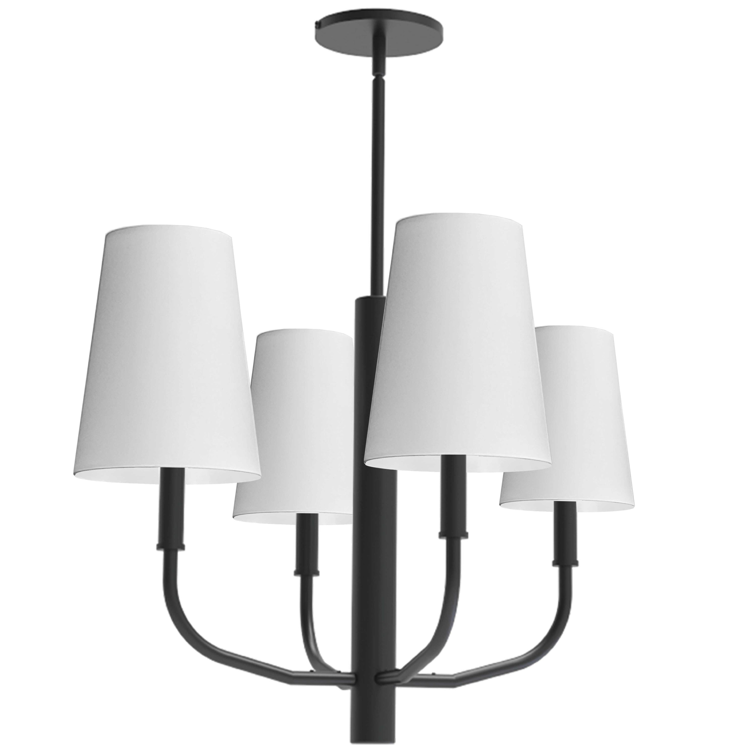 Dainolite Eleanor - ELN-214C-MB-790 - 4 Light Pendant, Matte Black w/ White Shades - White