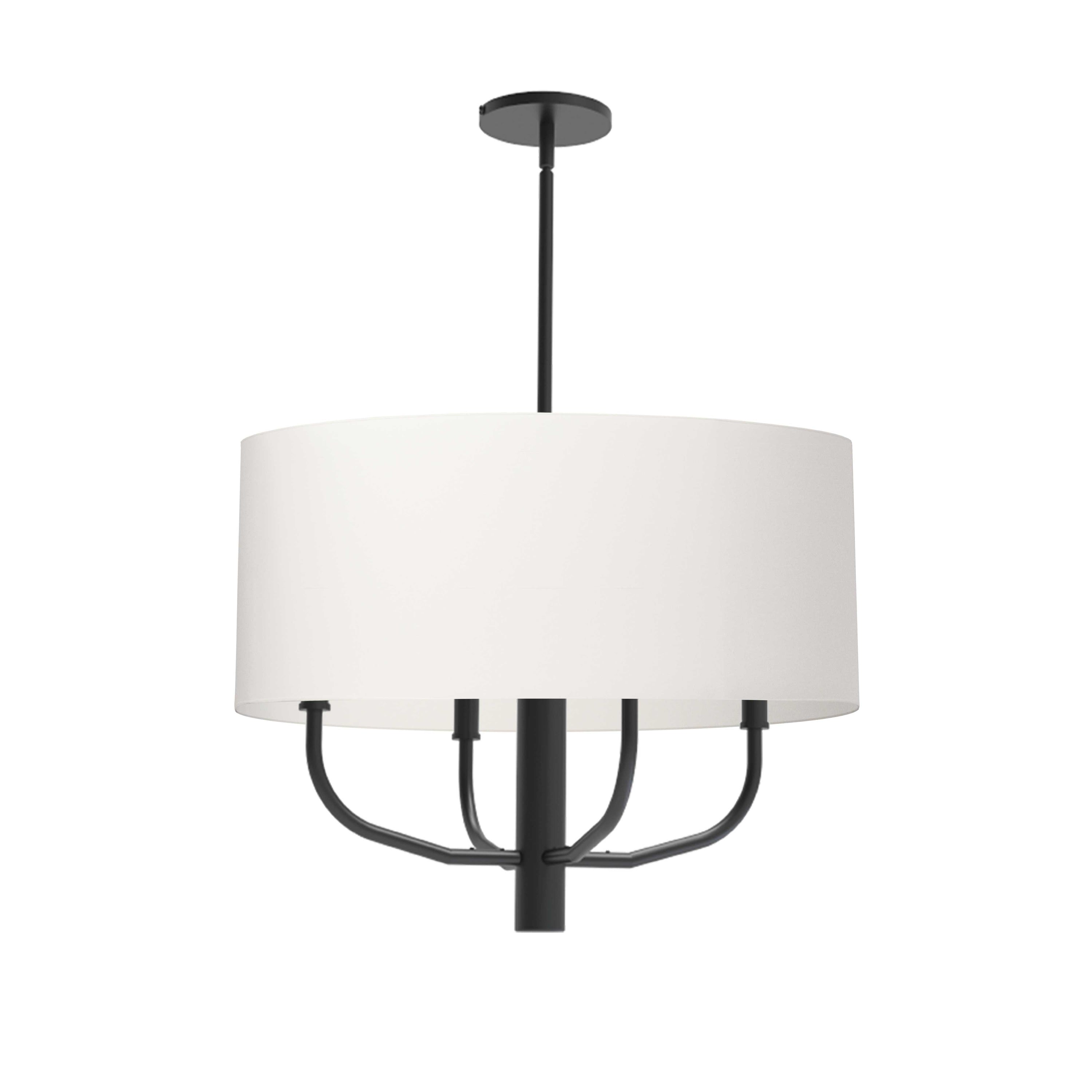 Dainolite Eleanor - ELN-224C-MB-790 - 4 Light Pendant, Matte Black w/ White Fabric Shade - White