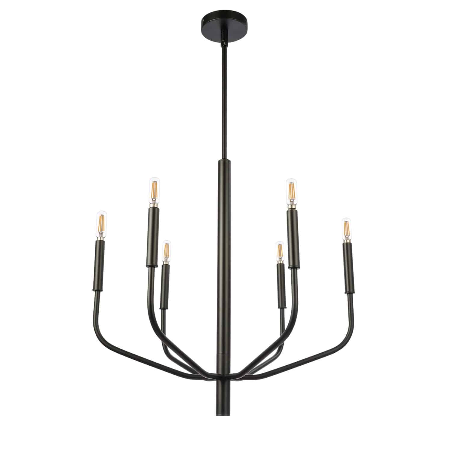 Dainolite Eleanor - ELN-246C-MB - 6 Light Chandelier Fixture, Matte Black - Black