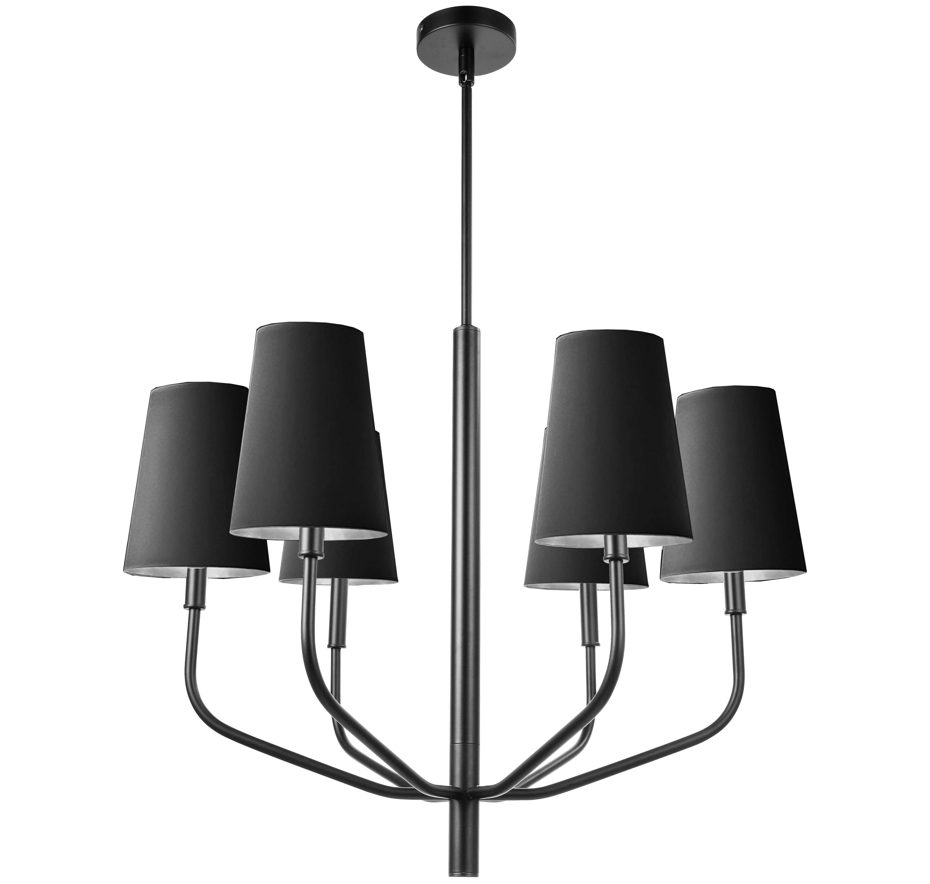 Dainolite Eleanor - ELN-286C-MB-697 - 6 Light Pendant, Matte Black w/ Black Shades - Black