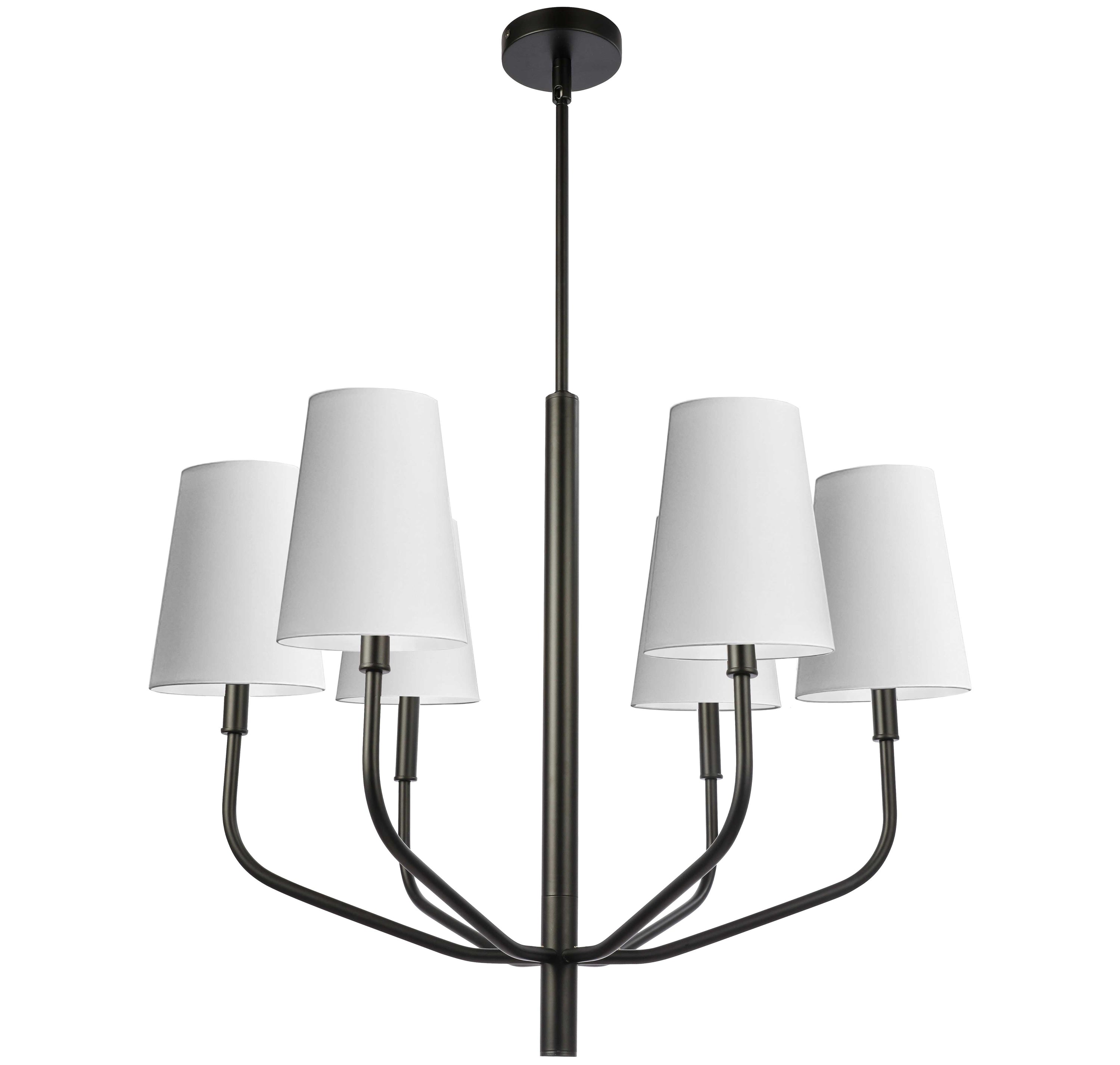 Dainolite Eleanor - ELN-286C-MB-790 - 6 Light Pendant, Matte Black w/ White Shades - White