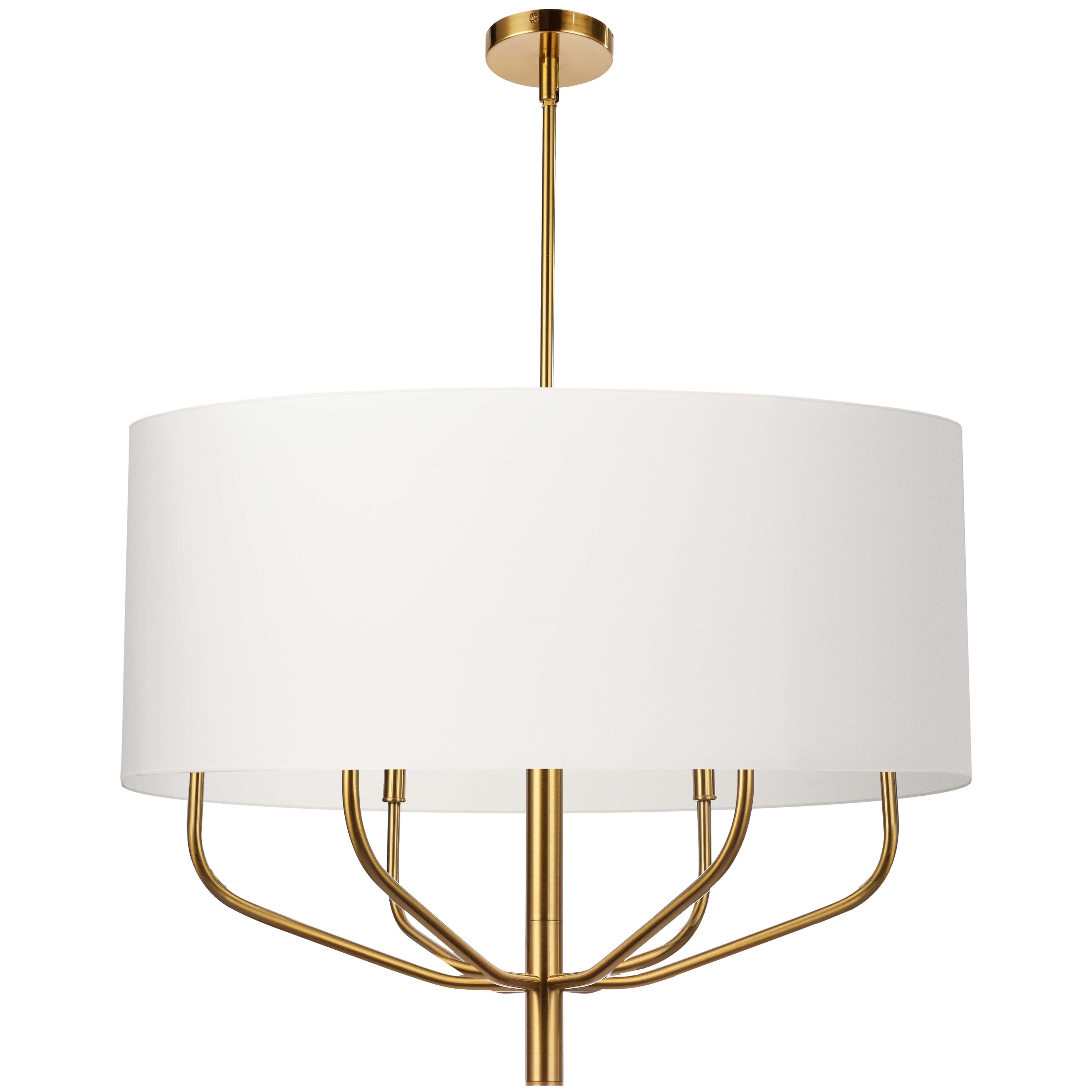 Dainolite Eleanor - ELN-306C-AGB-790 - 6 Light Pendant, Aged Brass w/ White Fabric Shade - White