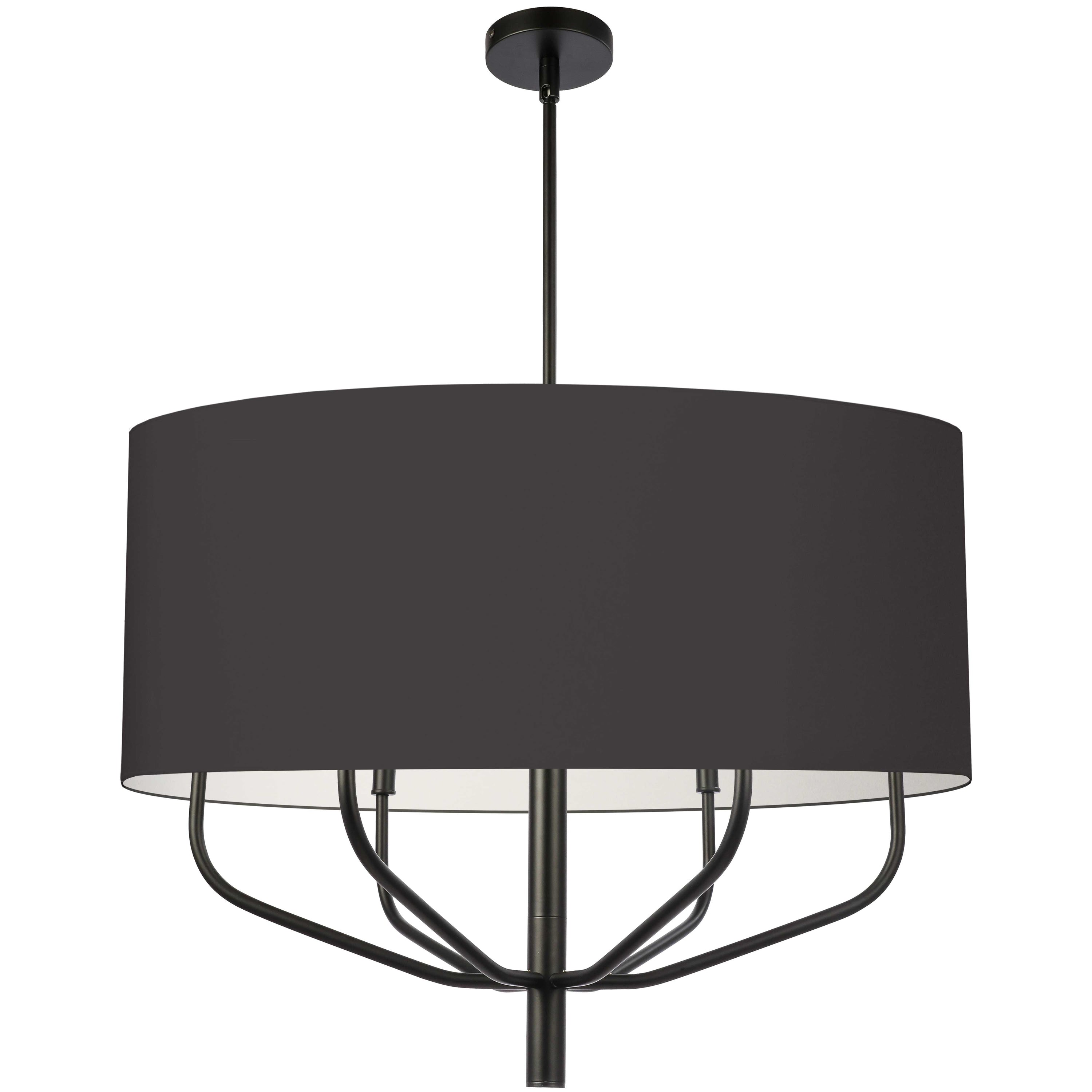 Dainolite Eleanor - ELN-306C-MB-797 - 6 Light Pendant, Matte Black w/ Black Fabric Shade - Black