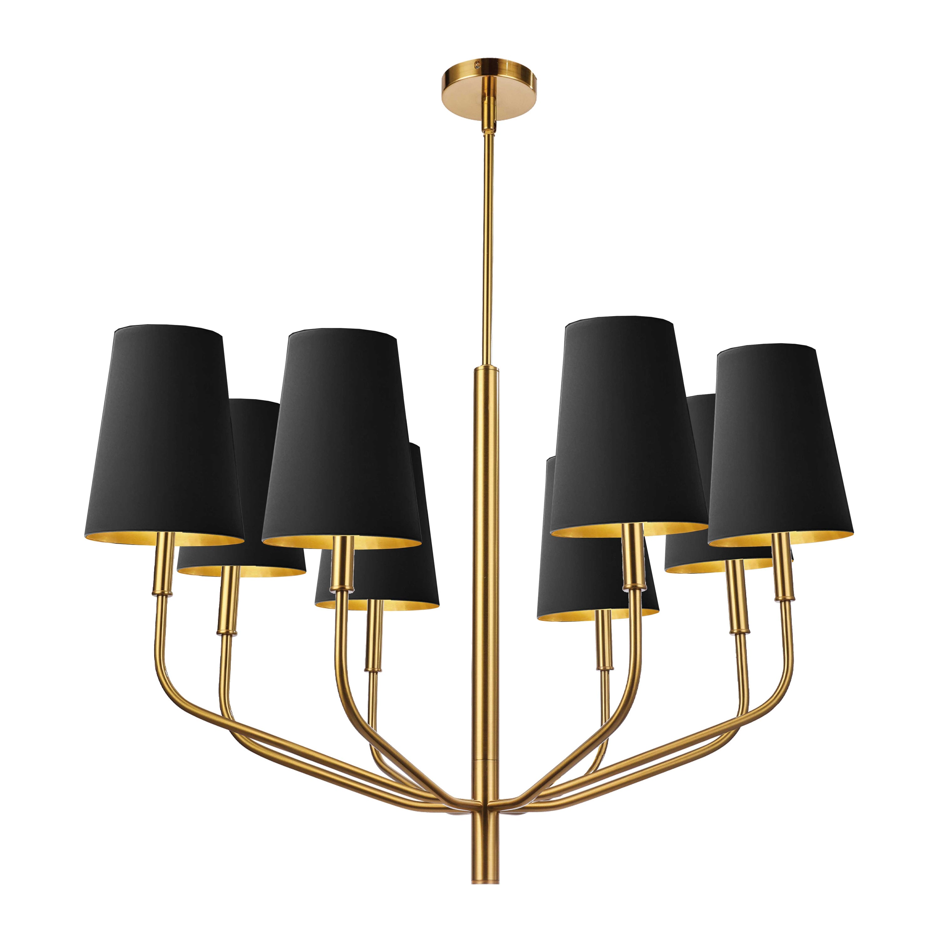 Dainolite Eleanor - ELN-368C-AGB-698 - 8 Light Pendant, Aged Brass w/ Black Shades - Black