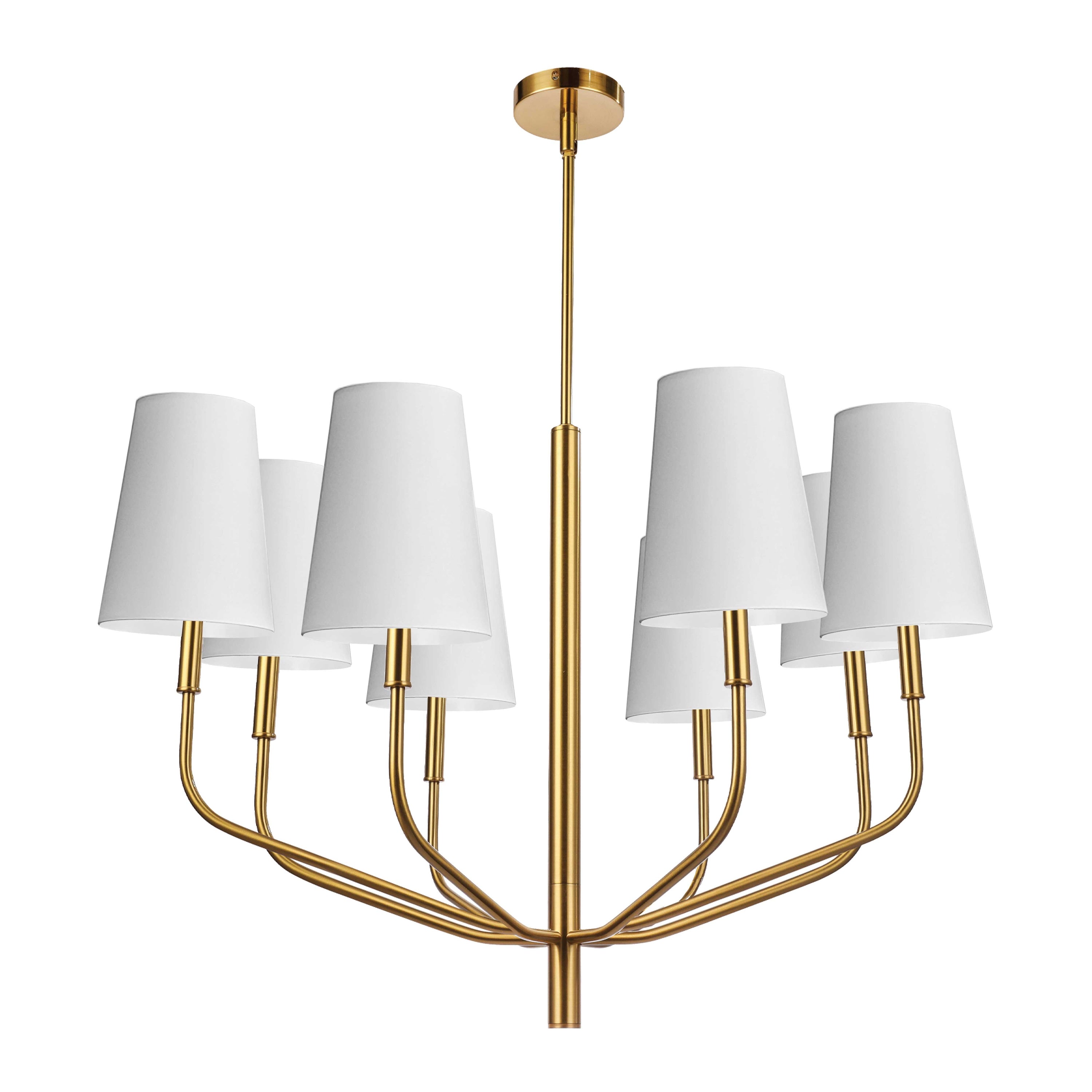 Dainolite Eleanor - ELN-368C-AGB-790 - 8 Light Pendant, Aged Brass w/ White Shades - White