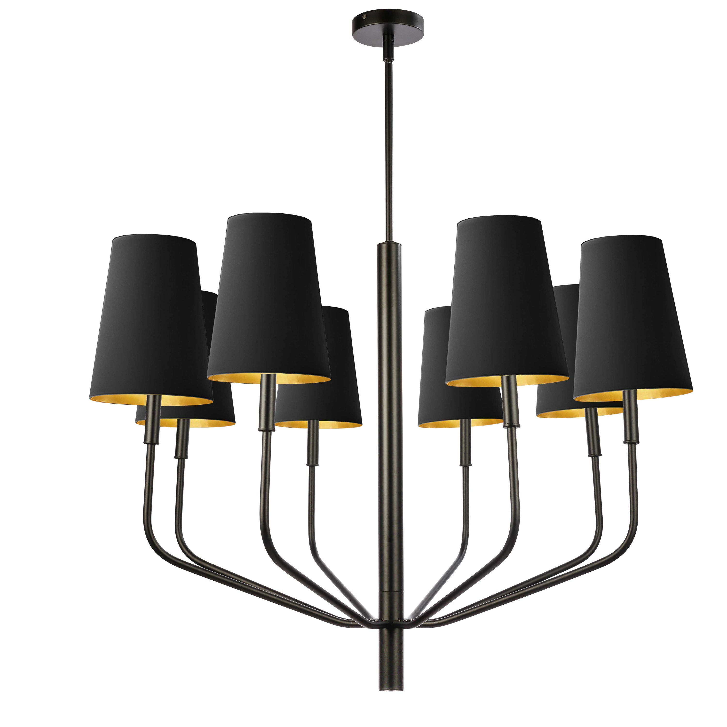 Dainolite Eleanor - ELN-368C-MB-698 - 8 Light Pendant, Matte Black w/ Black Shades - Black