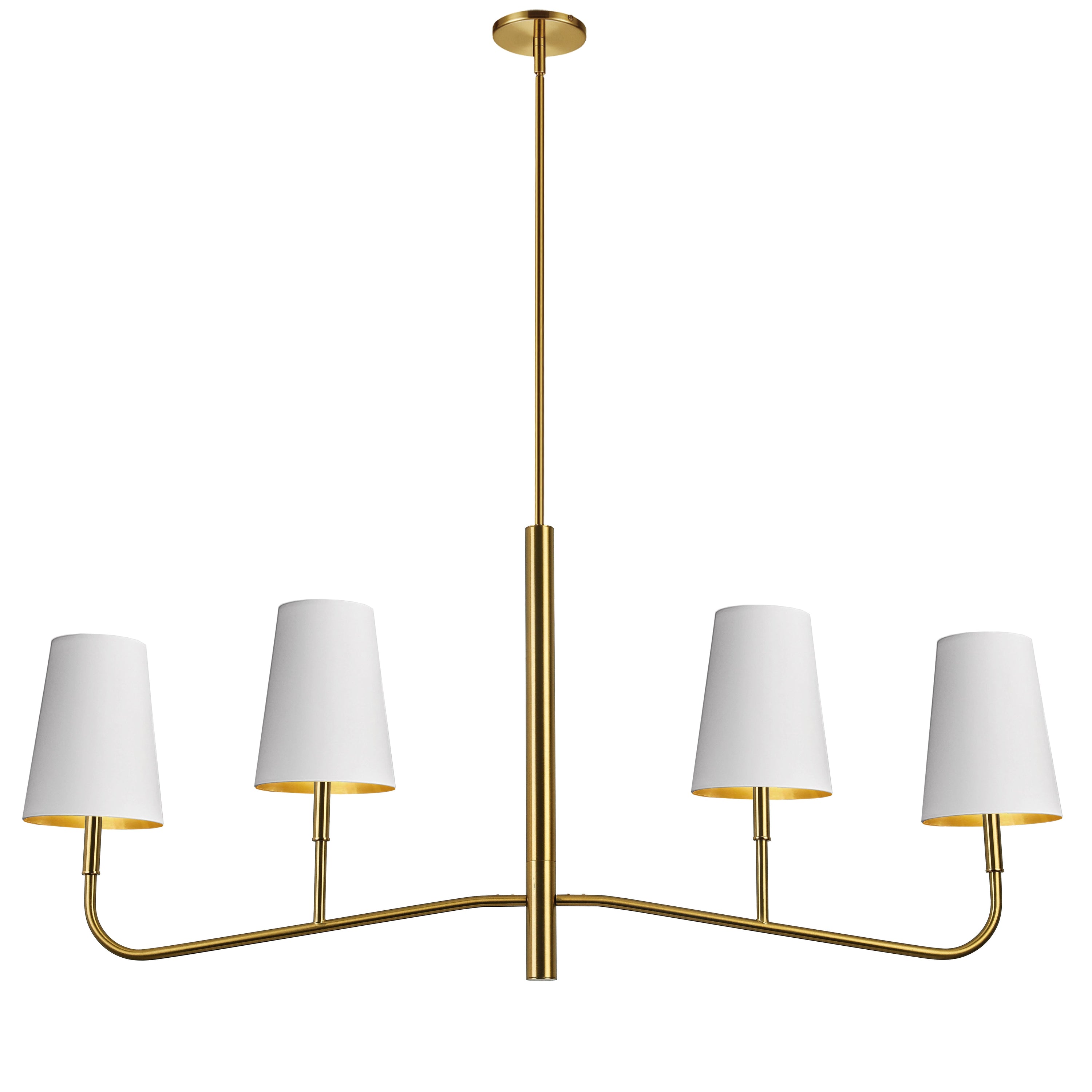 Dainolite Eleanor - ELN-534HC-AGB-692 - 4 Light Horizontal Chandelier Fixture Aged Brass with White Shades - Aged Brass