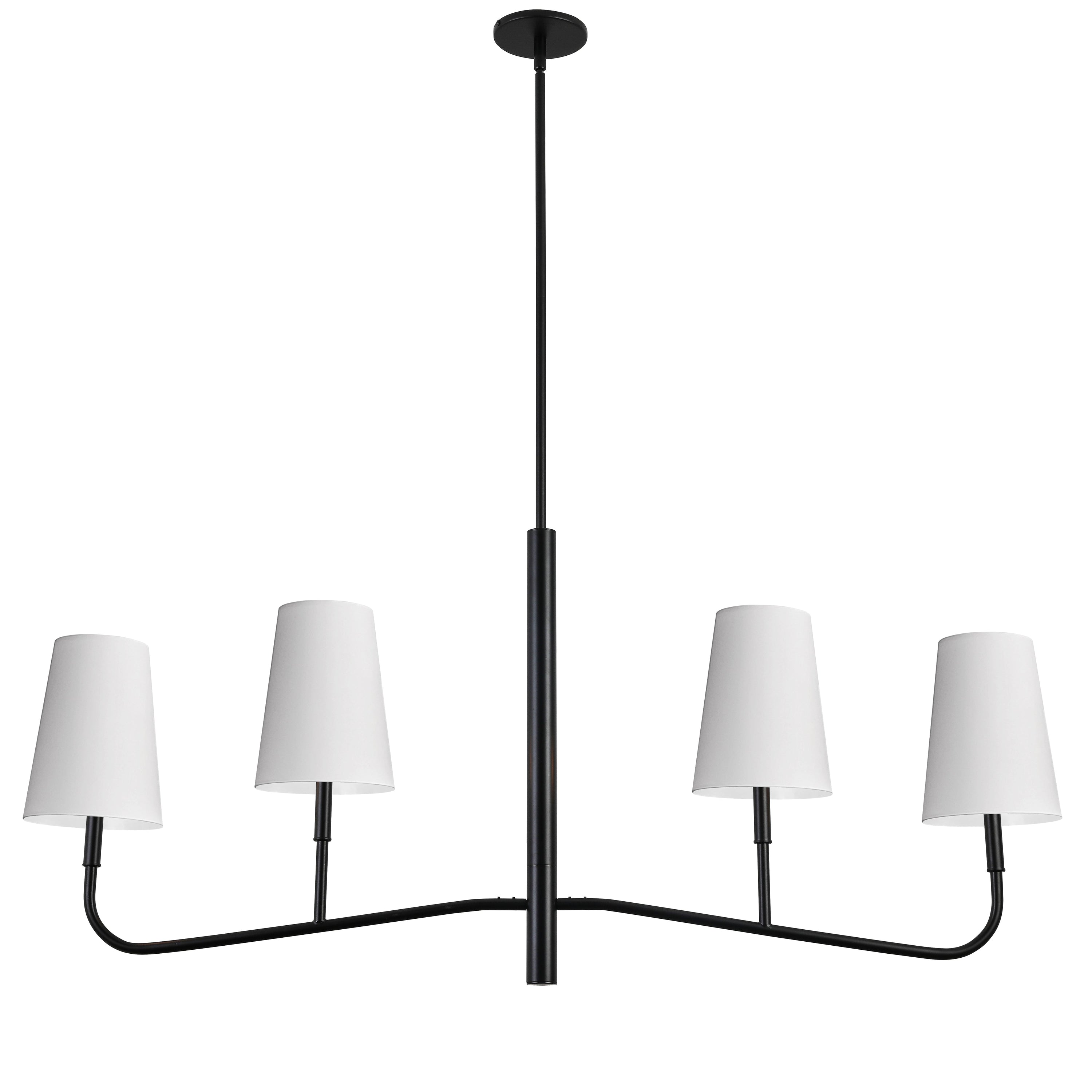 Dainolite Eleanor - ELN-534HC-MB-790 - 4 Light Horizontal Chandelier Fixture Matte Black with White Shades - Matte Black