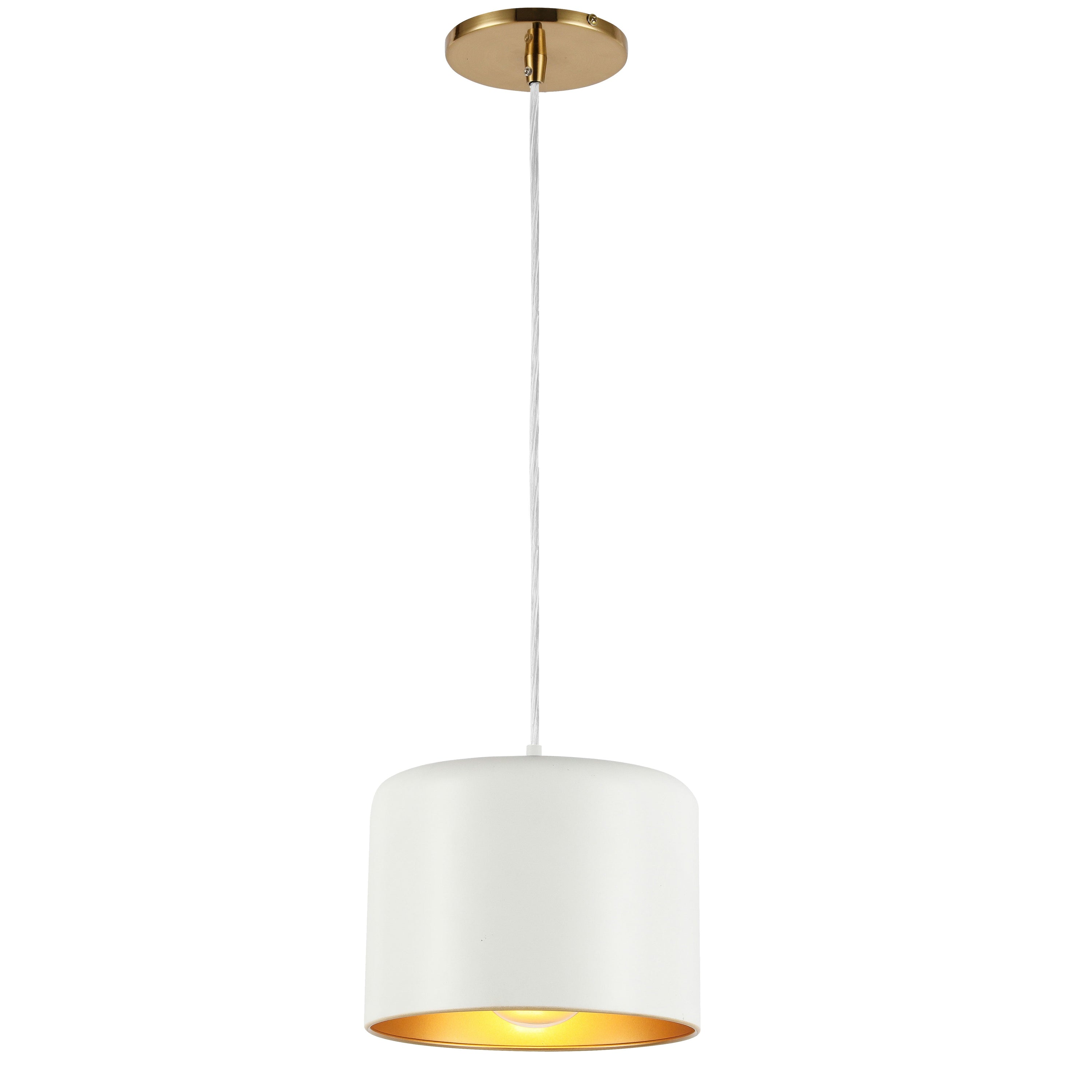 Dainolite Emilia - EMI-81P-AGB-MW - 1 Light Pendant, Aged Brass w/ Matte White &Gold Shade - White