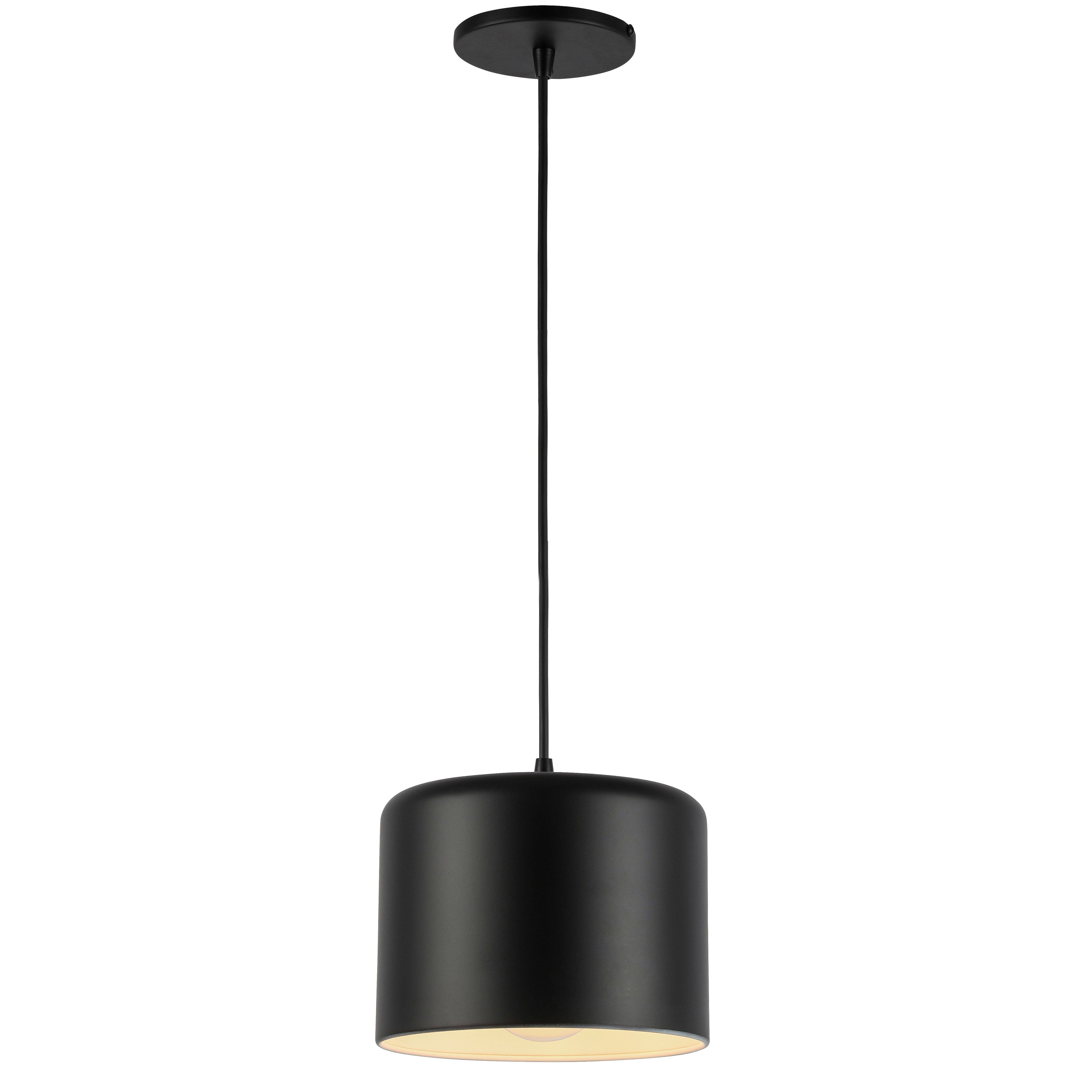 Dainolite Emilia - EMI-81P-MB - 1 Light Pendant, Matte Black Shade - Black