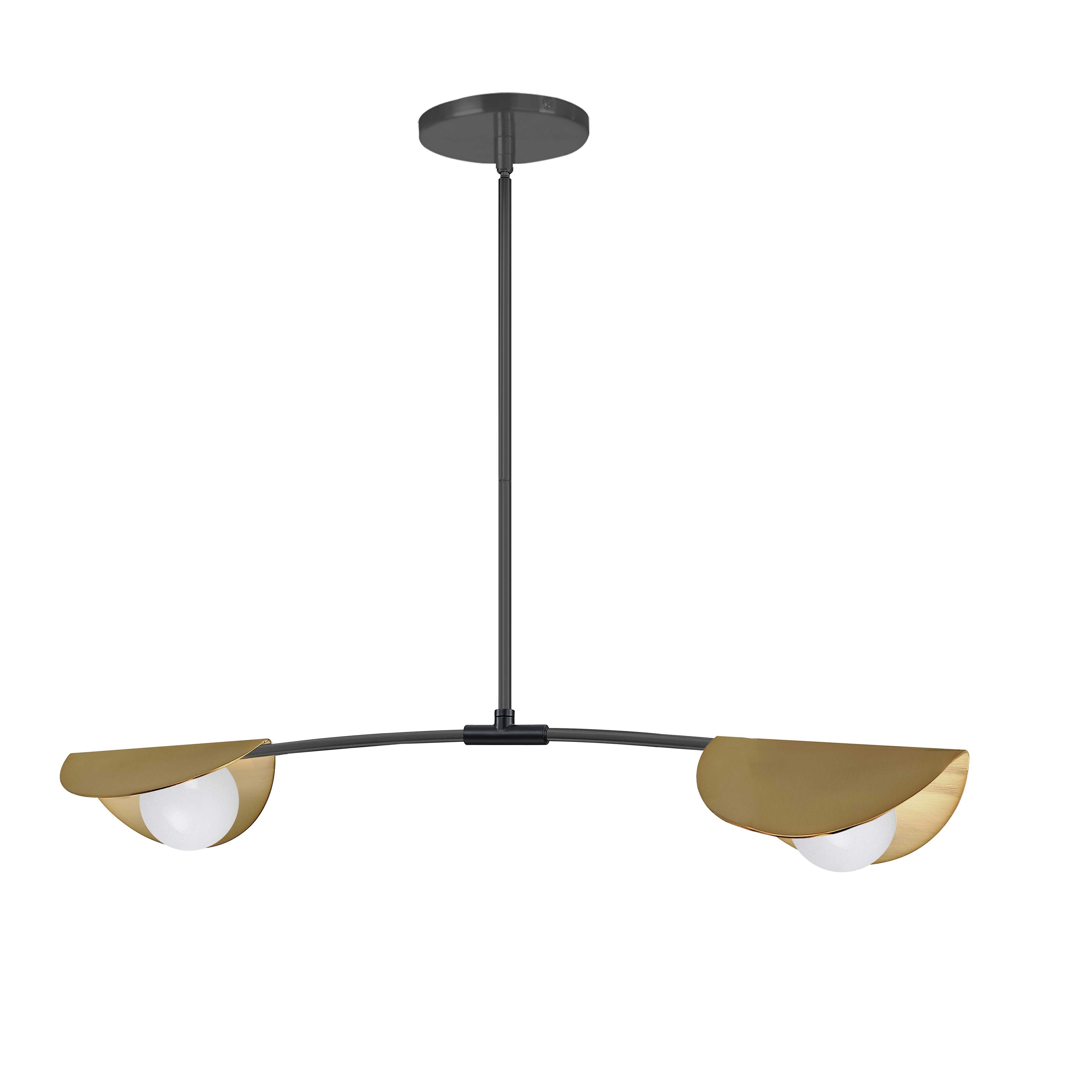 Dainolite Emma - EMM-342HP-MB-AGB - 2 Light Horizontal Pendant Matte Black / Aged Brass with White Glass - Matte Black