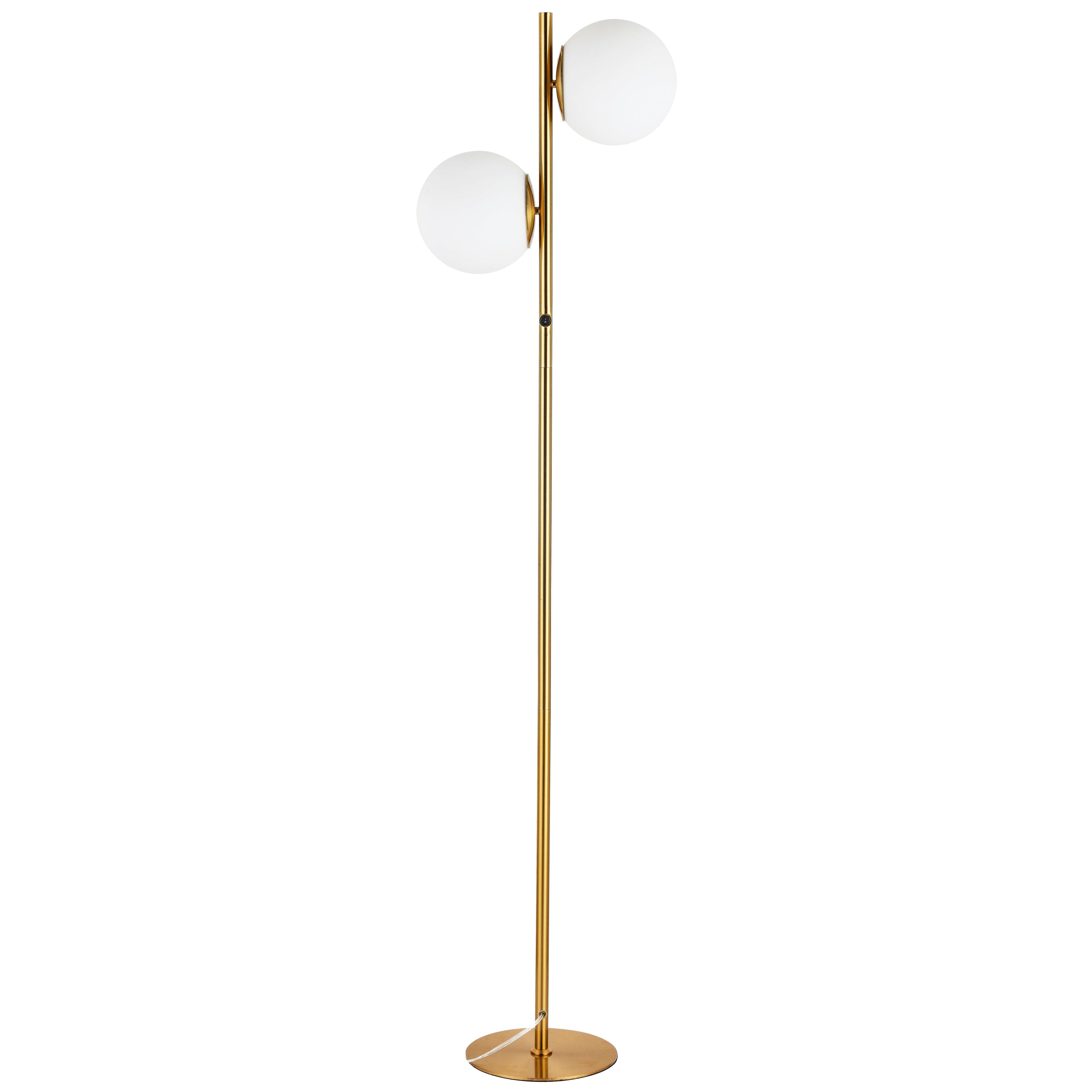 Dainolite Folgar - FOL-662F-AGB - 2 Light Floor Lamp, Aged Brass with White Opal Glass - Aged Brass