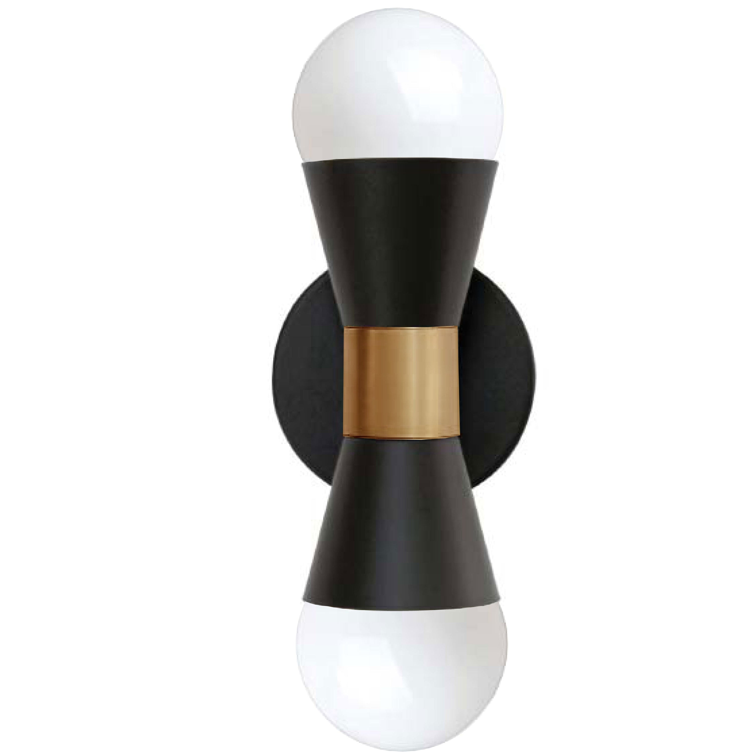 Dainolite Fortuna - FOR-72W-MB-AGB - 2 Light Wall Sconce, Matte Black & Aged Brass - Black