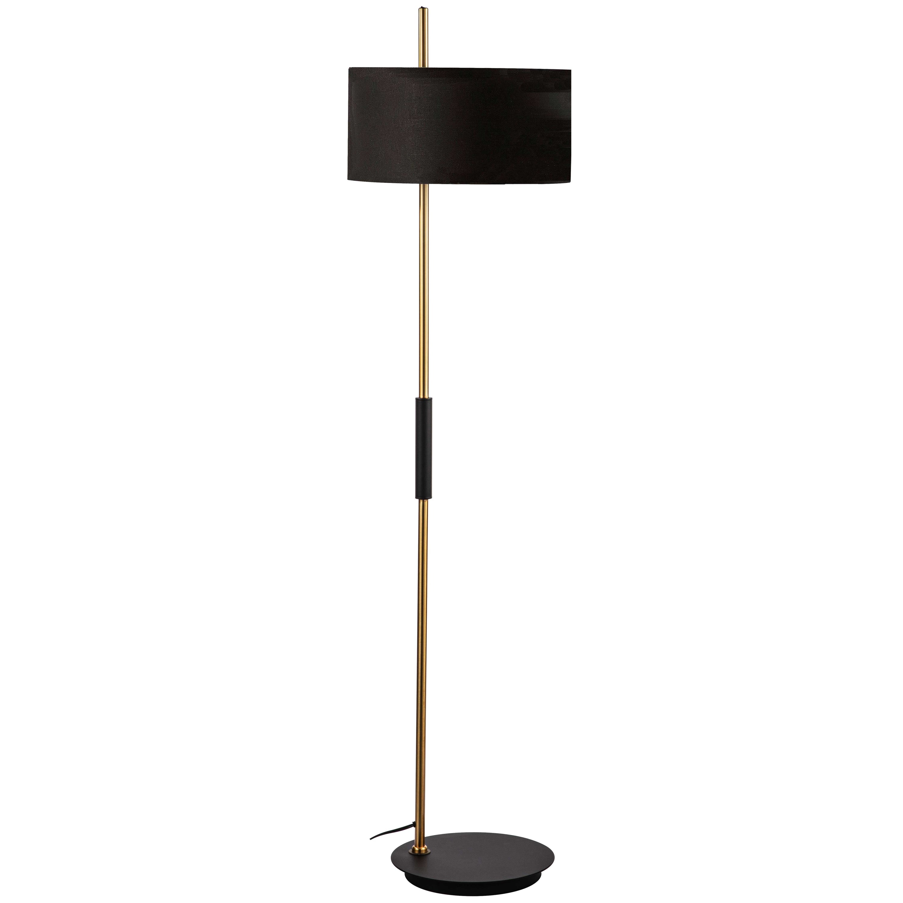 Dainolite Fitzgerald - FTG-622F-MB-AGB-BK - 1 Light Floor Lamp, Matte Black & Aged Brass w/ BK Shade - Aged Brass