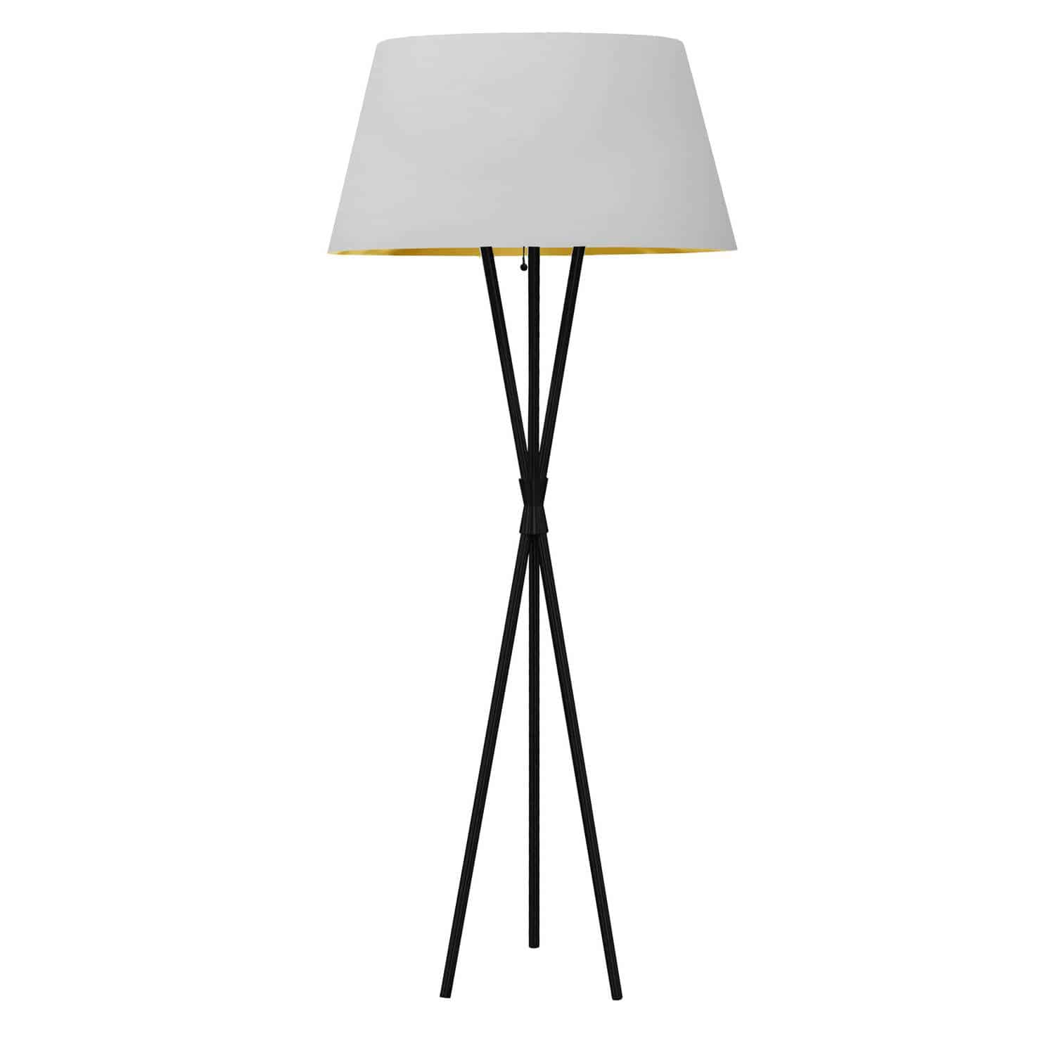 Dainolite Gabriela - GAB-601F-MB-692 - 1 Light 3 Legged Matte Black Floor Lamp, with White/Gold Shade - Black