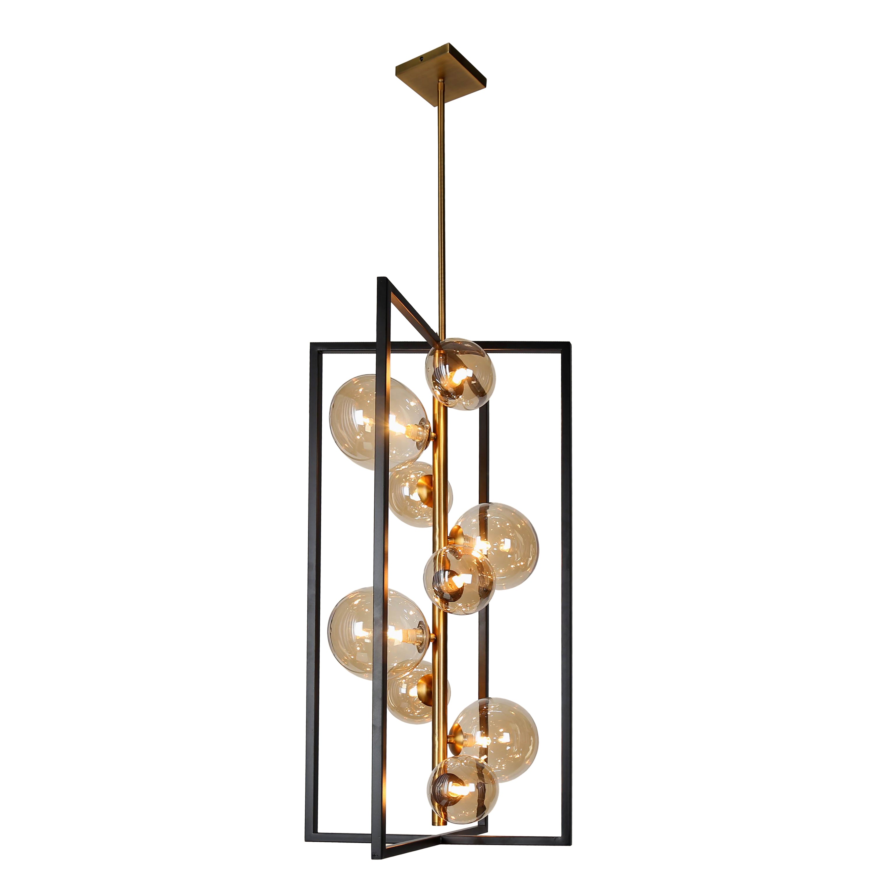 Dainolite Glasgow - GLA-309P-MB-VB - 9 Light Pendant, Matte Black / Vintage Bronze Finish, Champagne Glass - Vintage Bronze