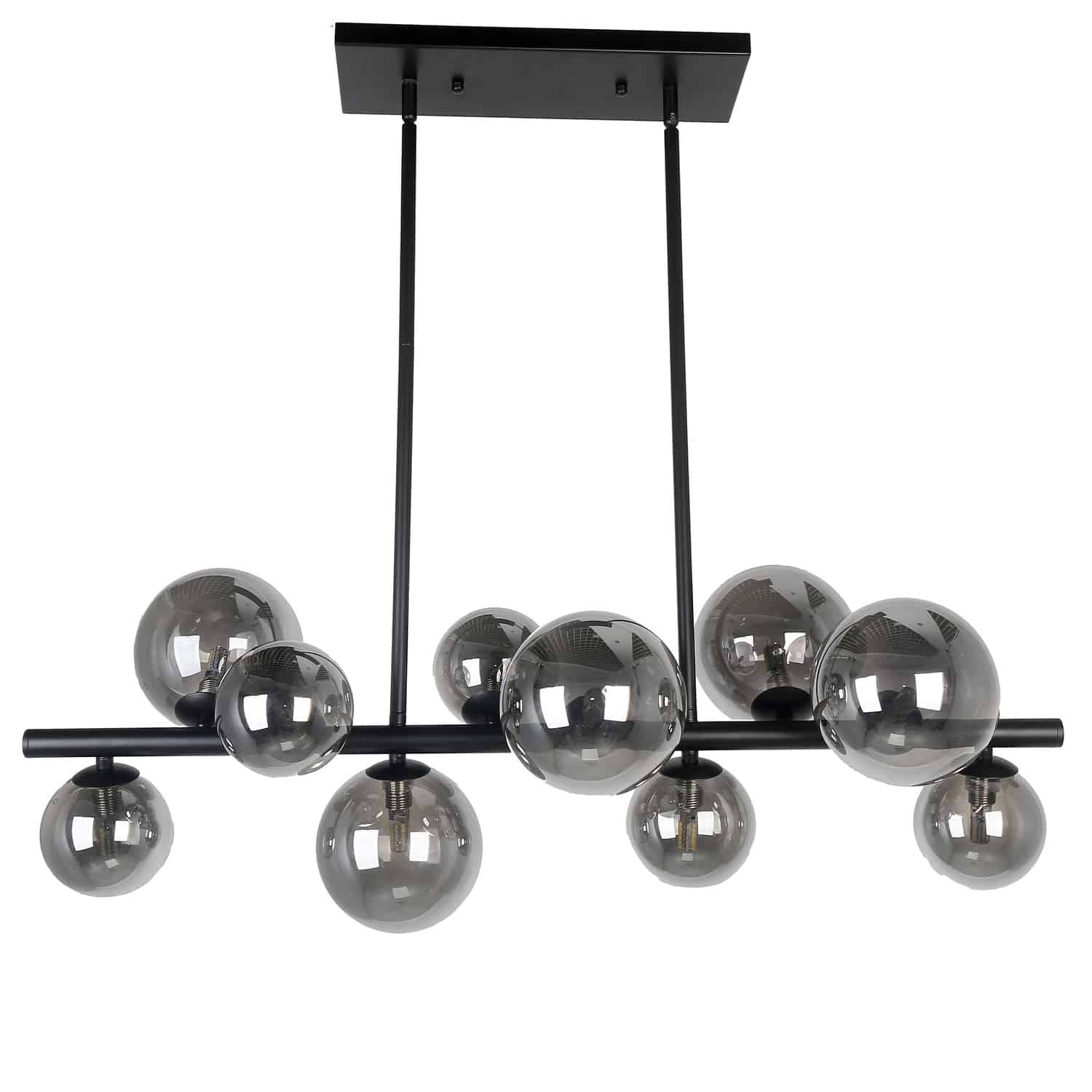 Dainolite Glasgow - GLA-3110HP-MB - 10 Light Horizontal Pendant Matte Black Finish with Smoked Glass - Black