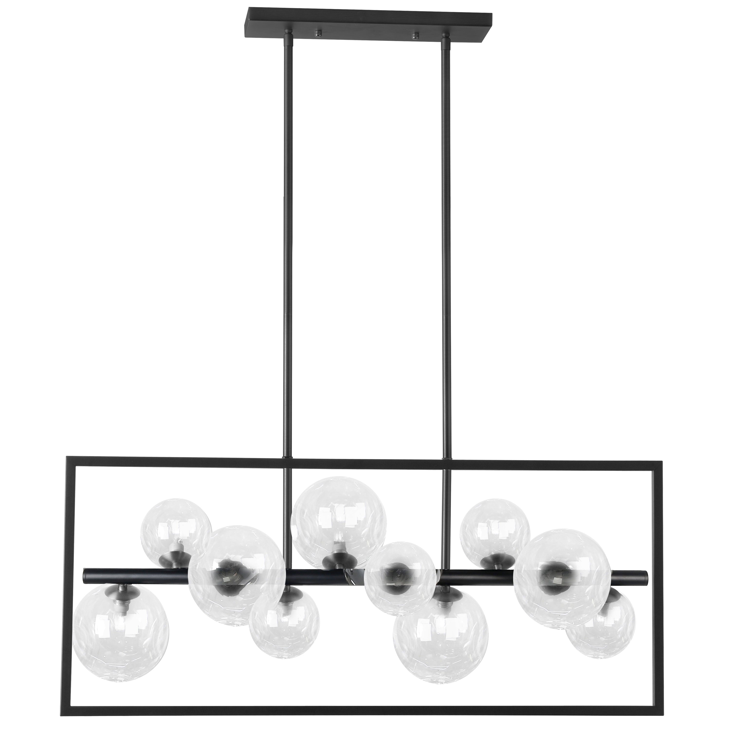 Dainolite Glasgow - GLA-3310HP-MB-CLR - 10 Light Horizontal Pendant, Matte Black with Clear Glass - Black