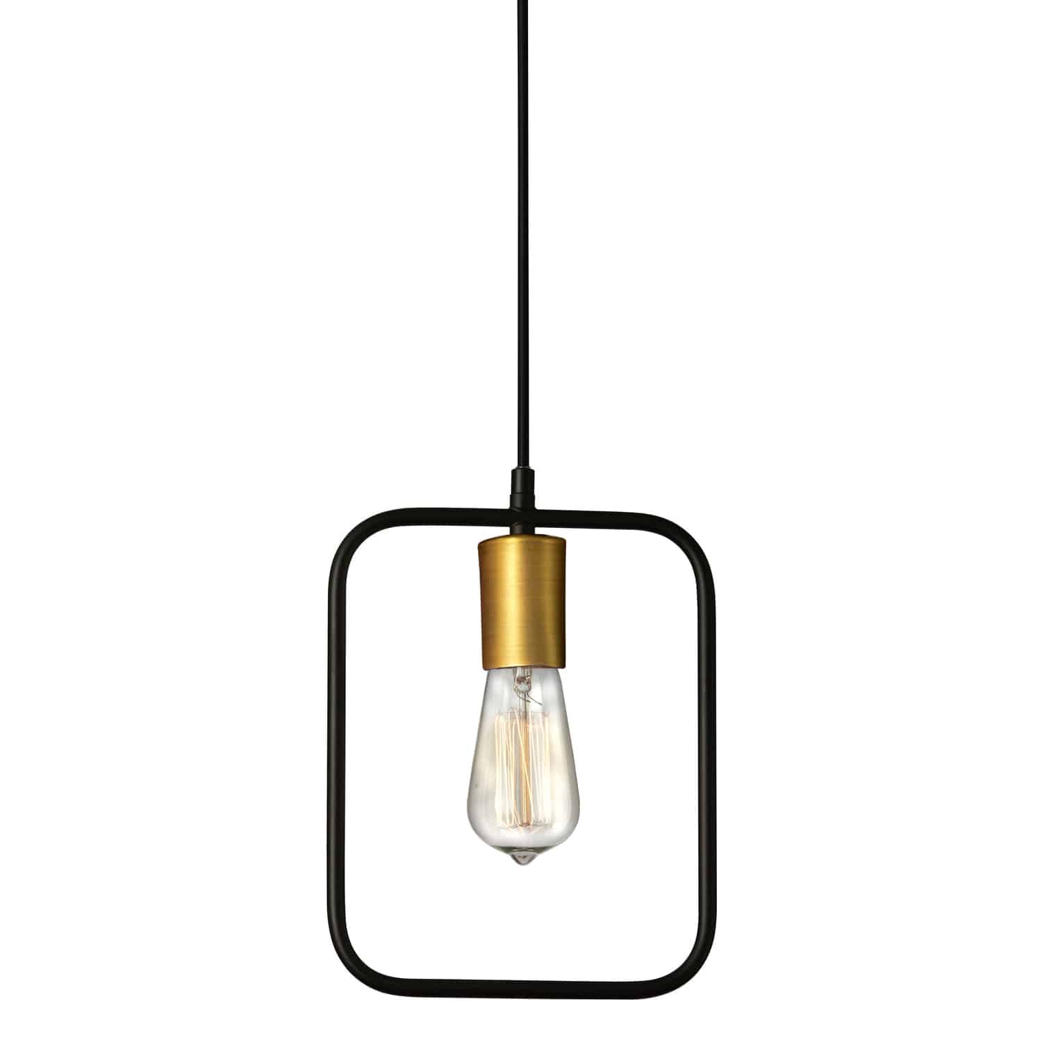 Dainolite Geometric - GMT-101P-MB-VB - 1 Light Pendant, Matte Black & Vintage Bronze Finish - Black