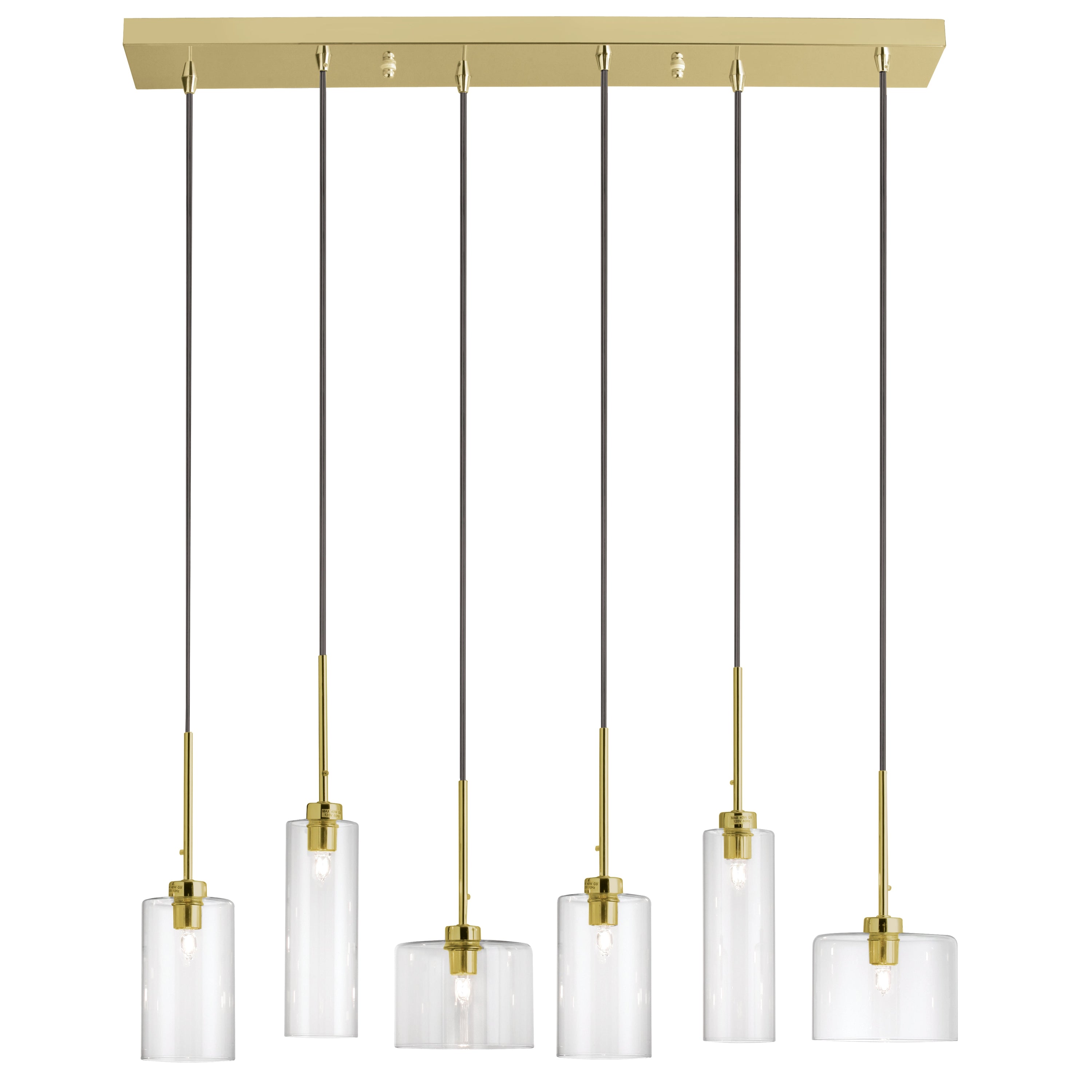 Dainolite Industrial Chic - IC-286P-AGB - 6 Light Horizontal Pendant, Aged Brass with Clear Glass - Aged Brass