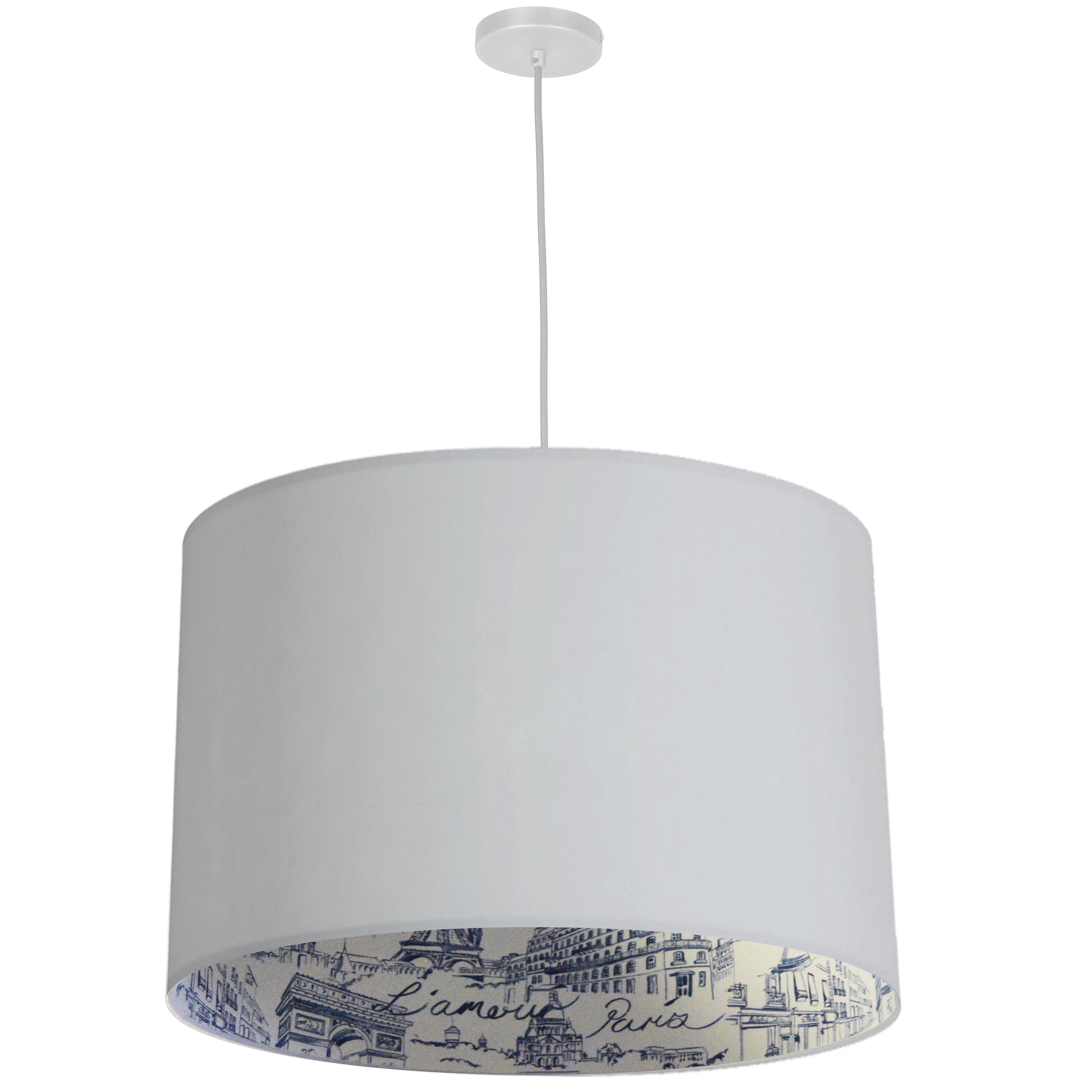 Dainolite Kate - KAT-241P-WH-AMOUR - 3 Light Drum Pendant, White w/ White Amour Shade - White