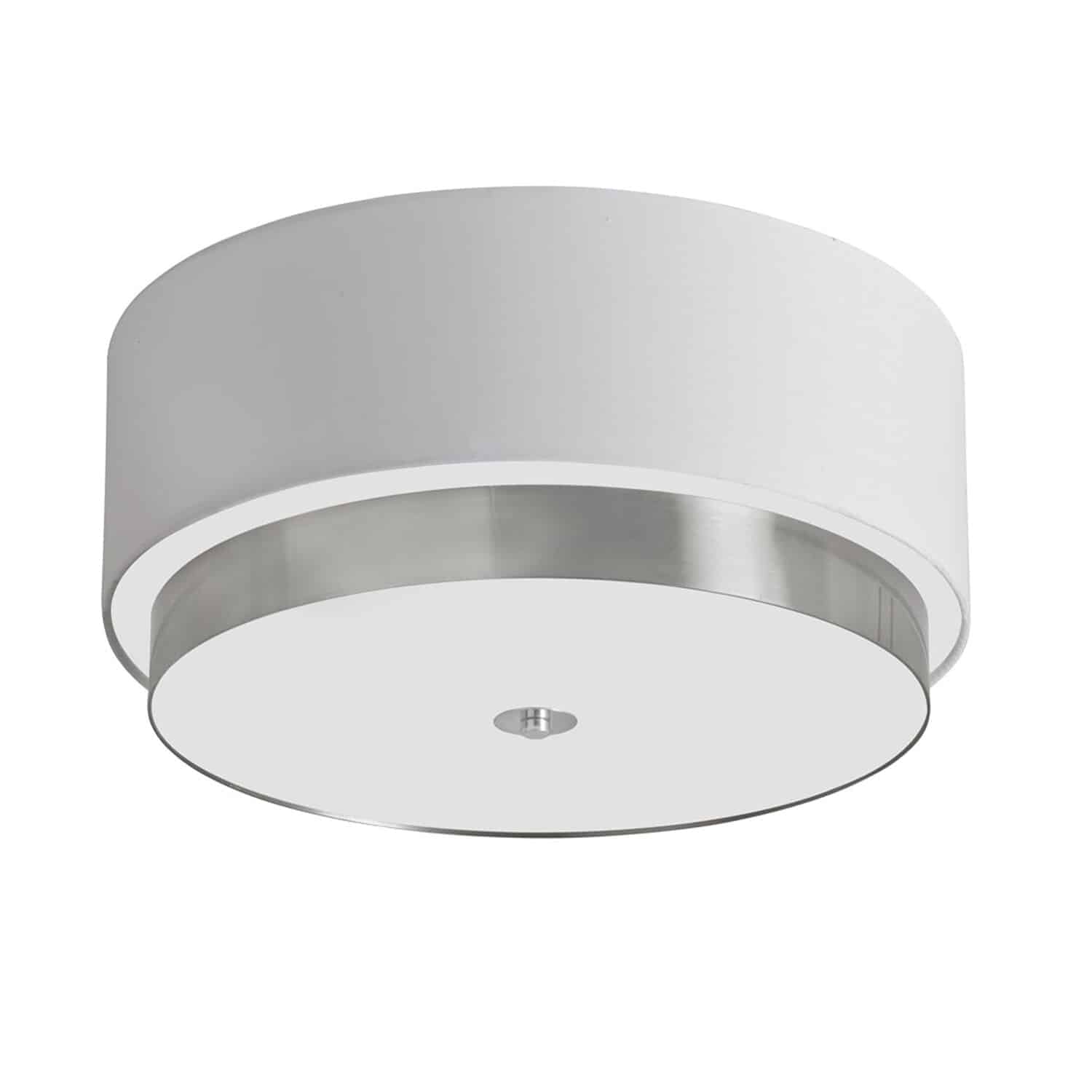 Dainolite Larkin - LAR-203FH-SC - 20" Flush Mount Satin Chrome Finish with White Linen Shade - White