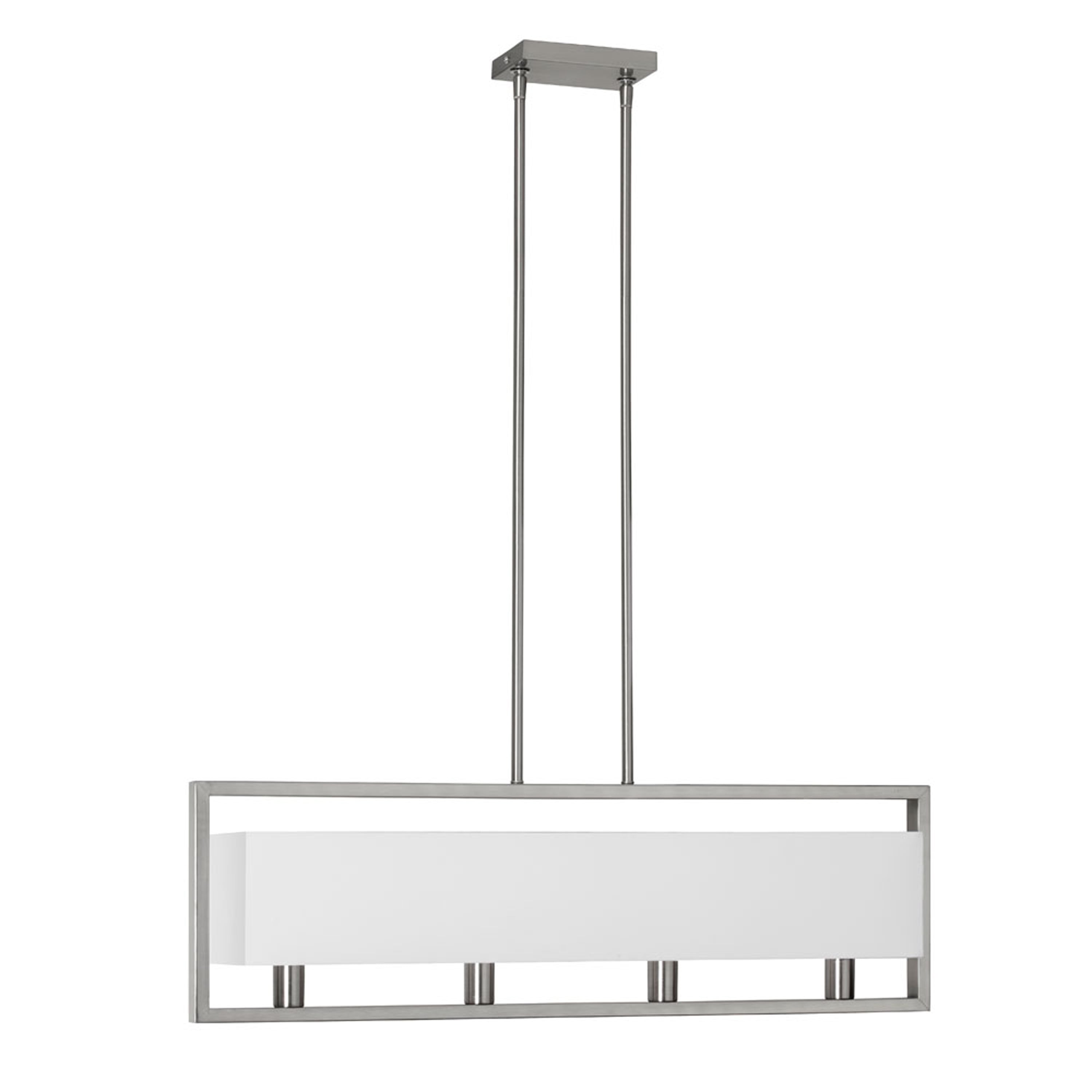 Dainolite Larkin - LAR-323-SC - 4 Light Satin Chrome Horizontal Pendant with White Linen Shade - Satin Chrome