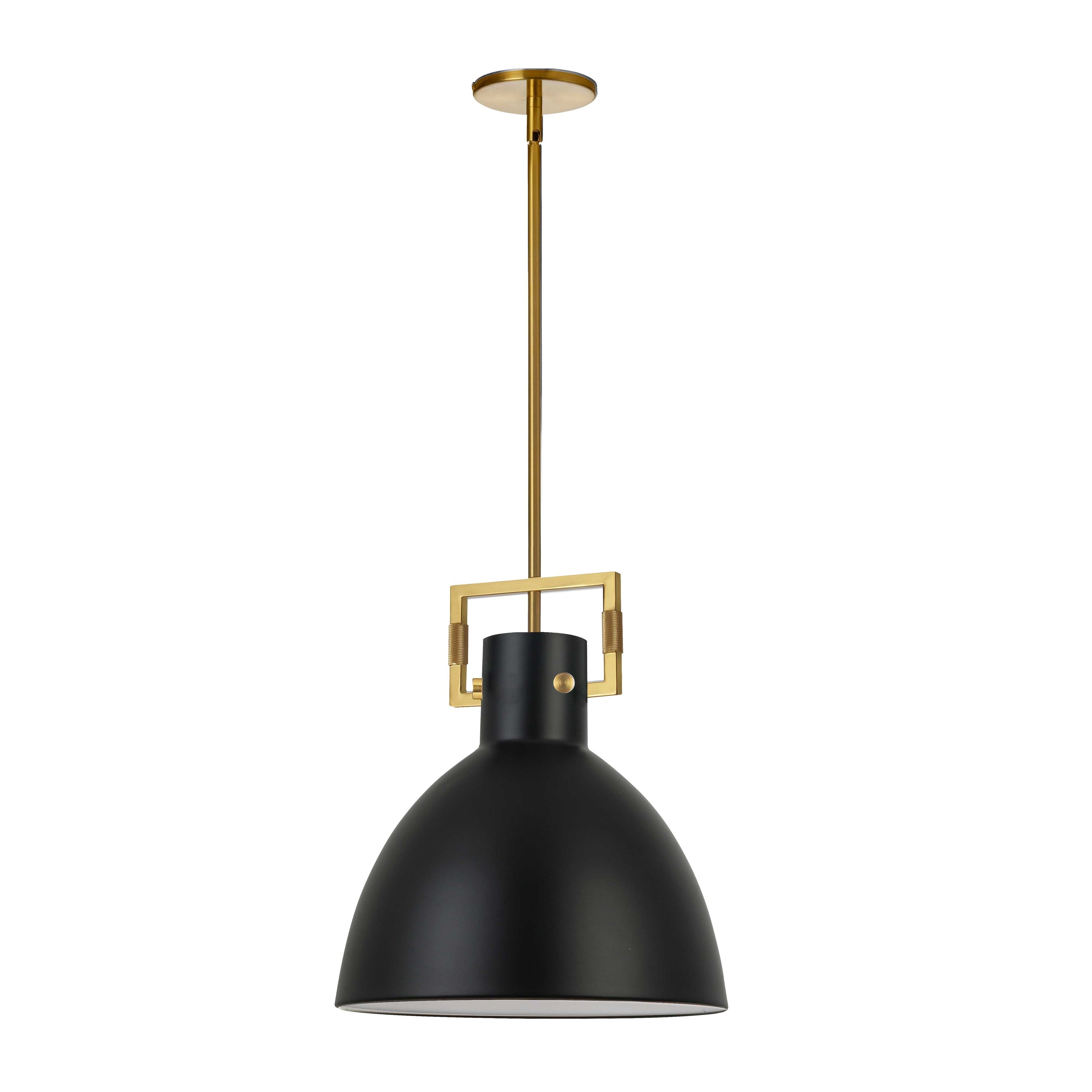 Dainolite Liberty - LBY-141P-MB-AGB - 1 Light Pendant, Aged Brass w/ Matte Black Metal Shade - Matte Black