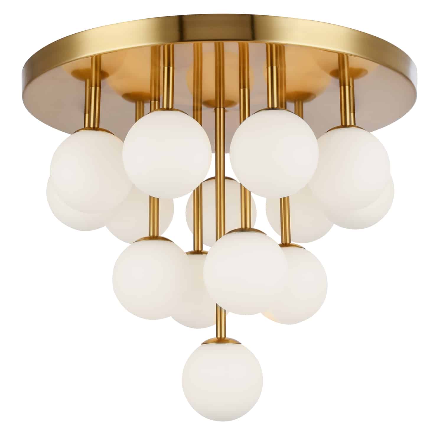 Dainolite Megallan - MGL-2014FH-AGB - 14 Light Flush Mount, Aged Brass w/Opal Glass - Aged Brass