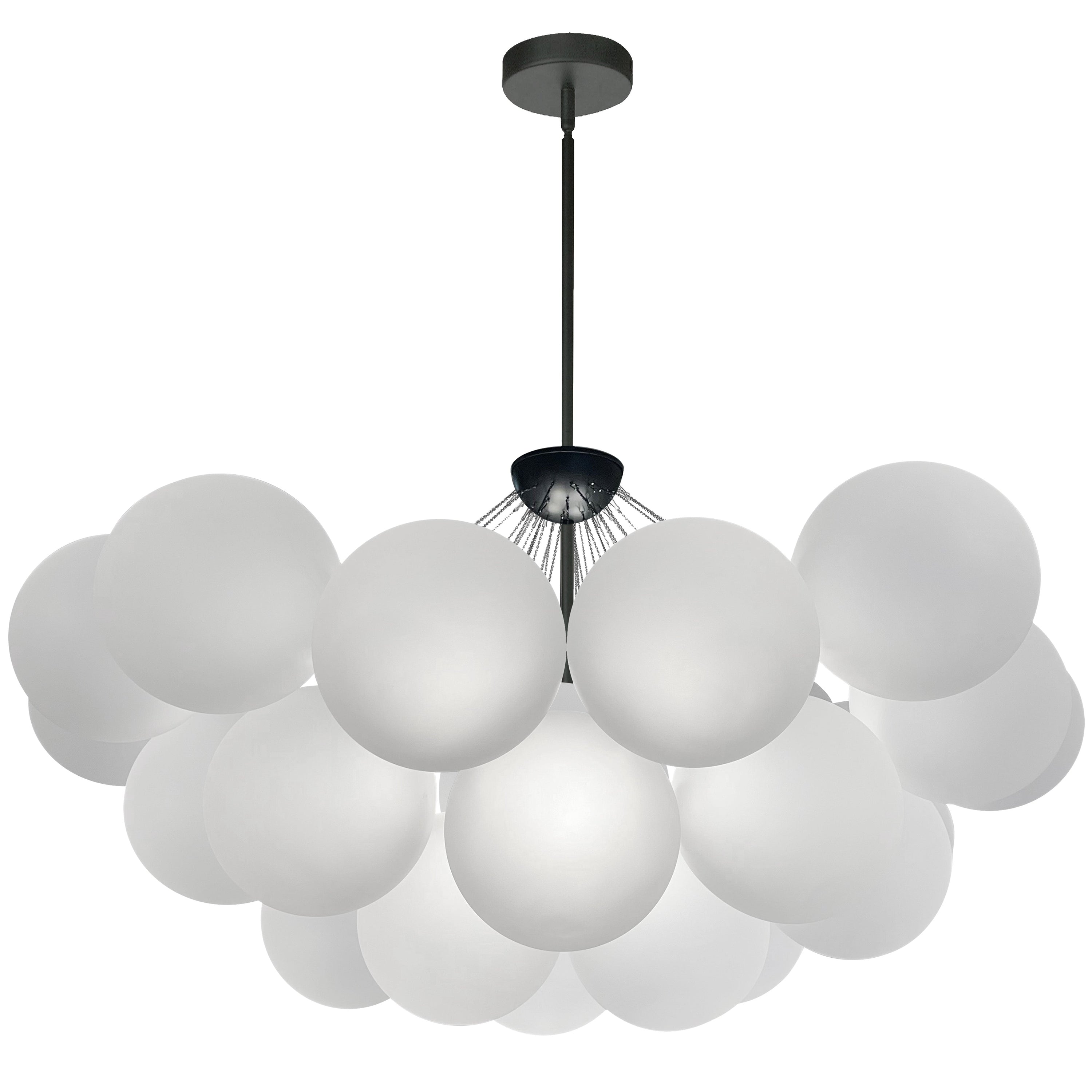 Dainolite Miles - MLS-358C-MB-FR - 8 Light Matte Black Chandelier Fixture w/ Frosted Glass - White