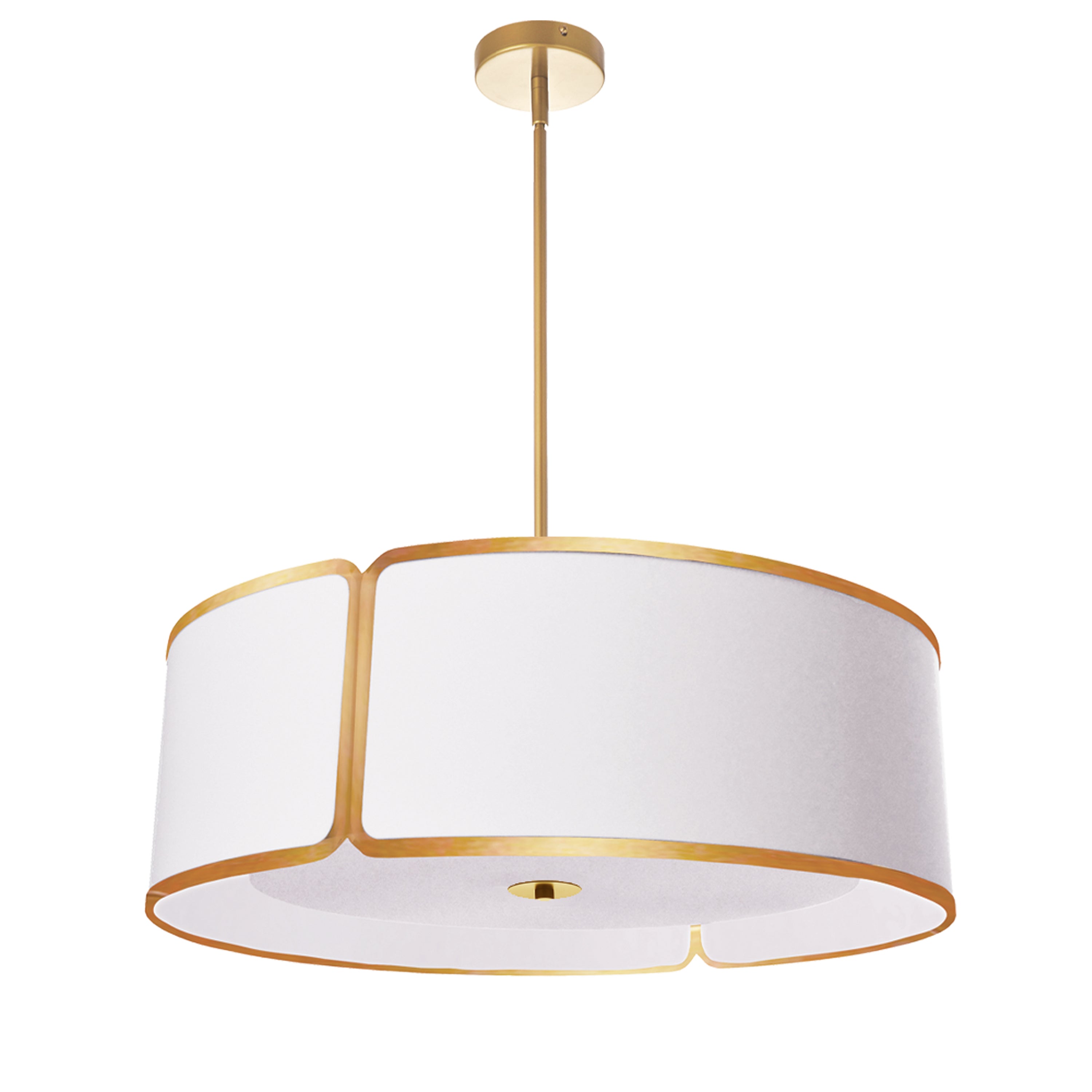 Dainolite Notched Drum - NDR-243P-GLD-WH - 4 Light Gold Notched Drum Pendant, White Shade and Diffuser - White