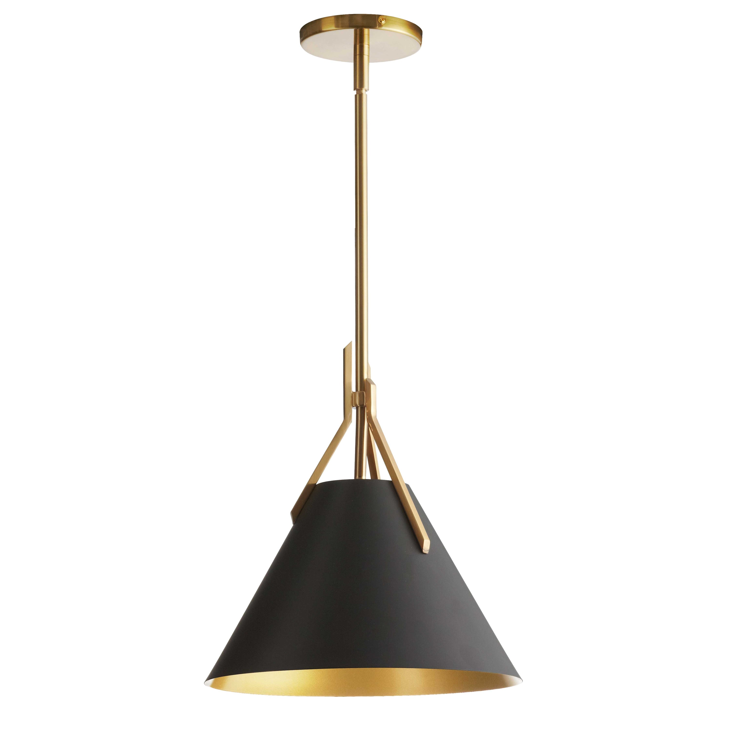 Dainolite Nicole - NIC-101P-AGB-BK - 1 Light Pendant, Aged Brass with Black Metal Shade - Aged Brass