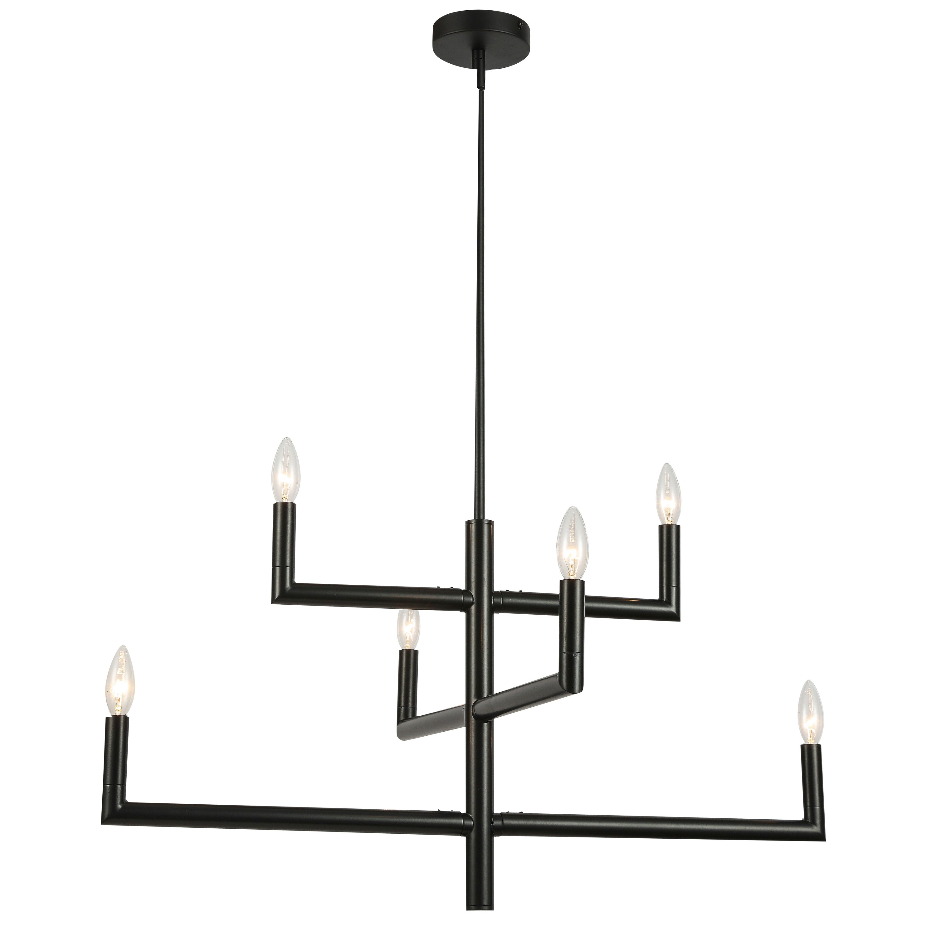 Dainolite Nora - NOR-326C-MB - 6 Light Matte Black Chandelier Fixture - Black