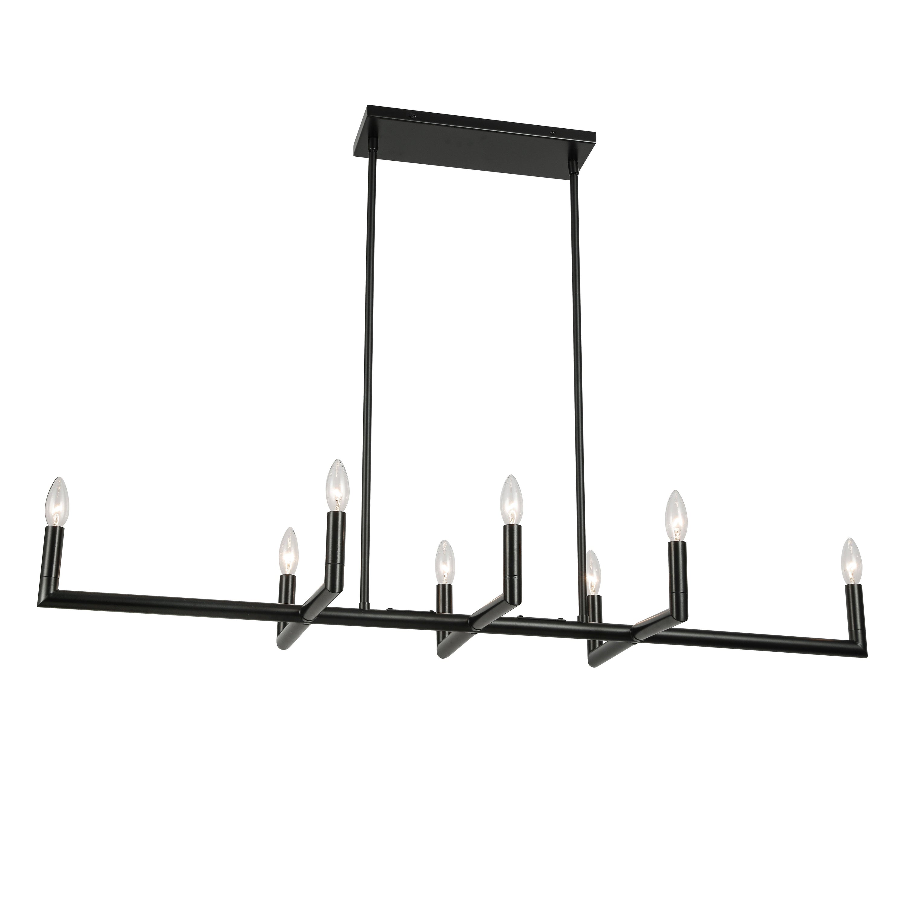 Dainolite Nora - NOR-478HC-MB - 8 Light Matte Black Horizontal Chandelier Fixture - Black