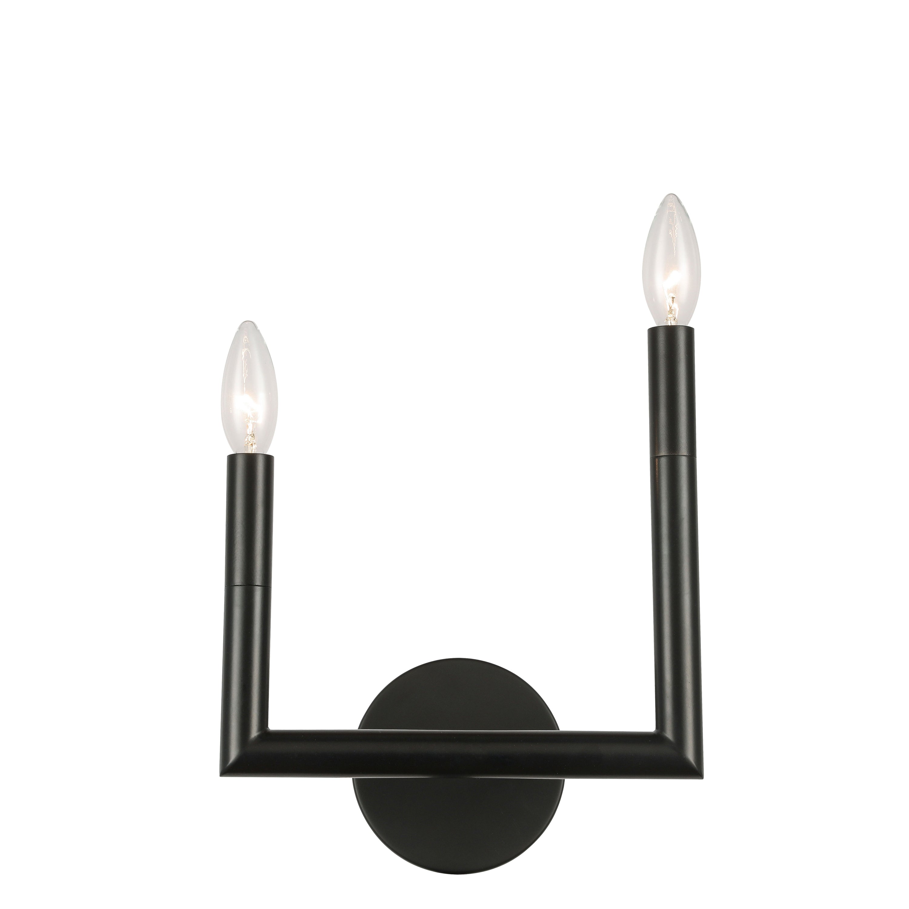 Dainolite Nora - NOR-R-112W-MB - 2 Light Wall Sconce, Matte Black - Black