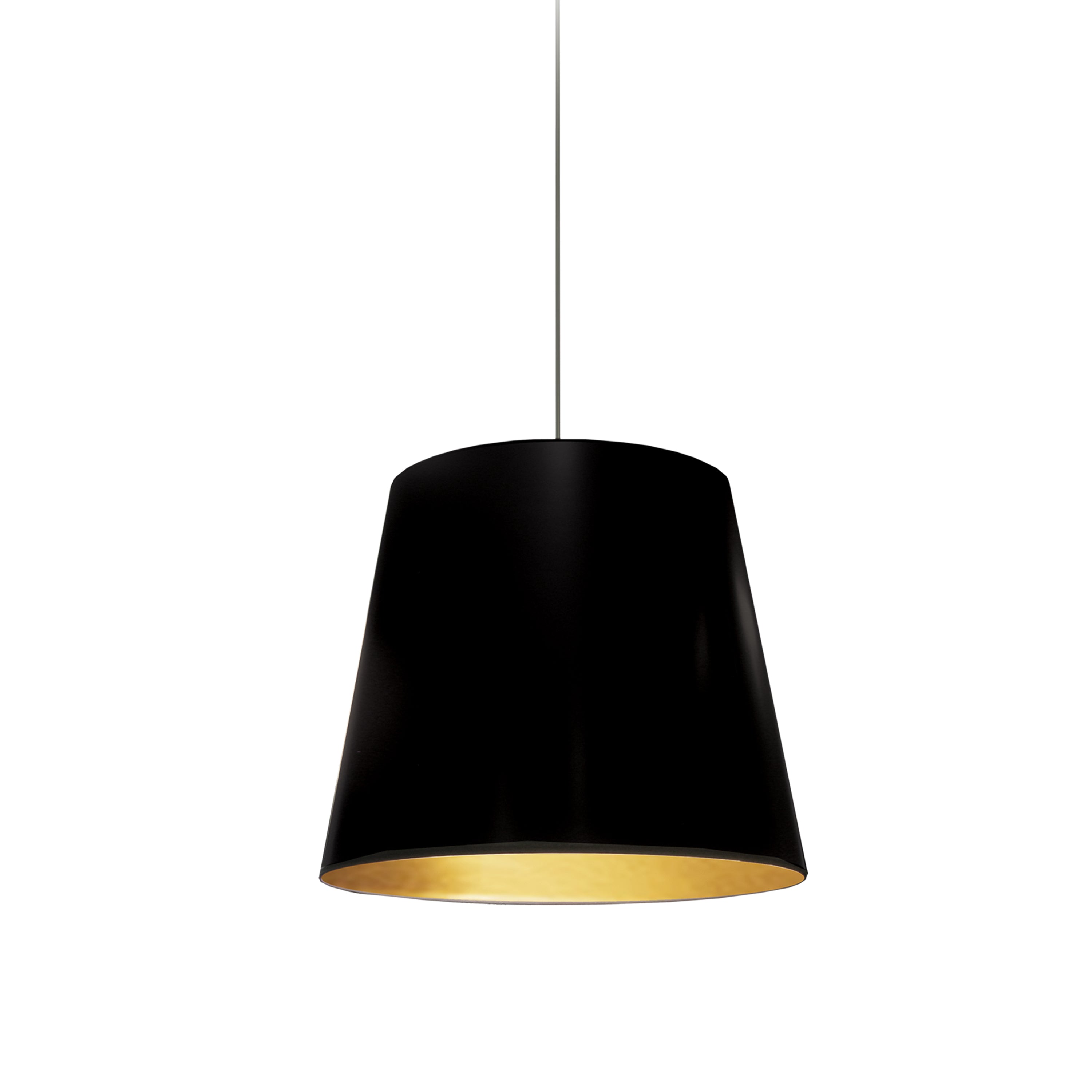 Dainolite Oversized Drum - OD-S-698 - 1 Light Tapered Drum Pendant with Black on Gold Shade - Black