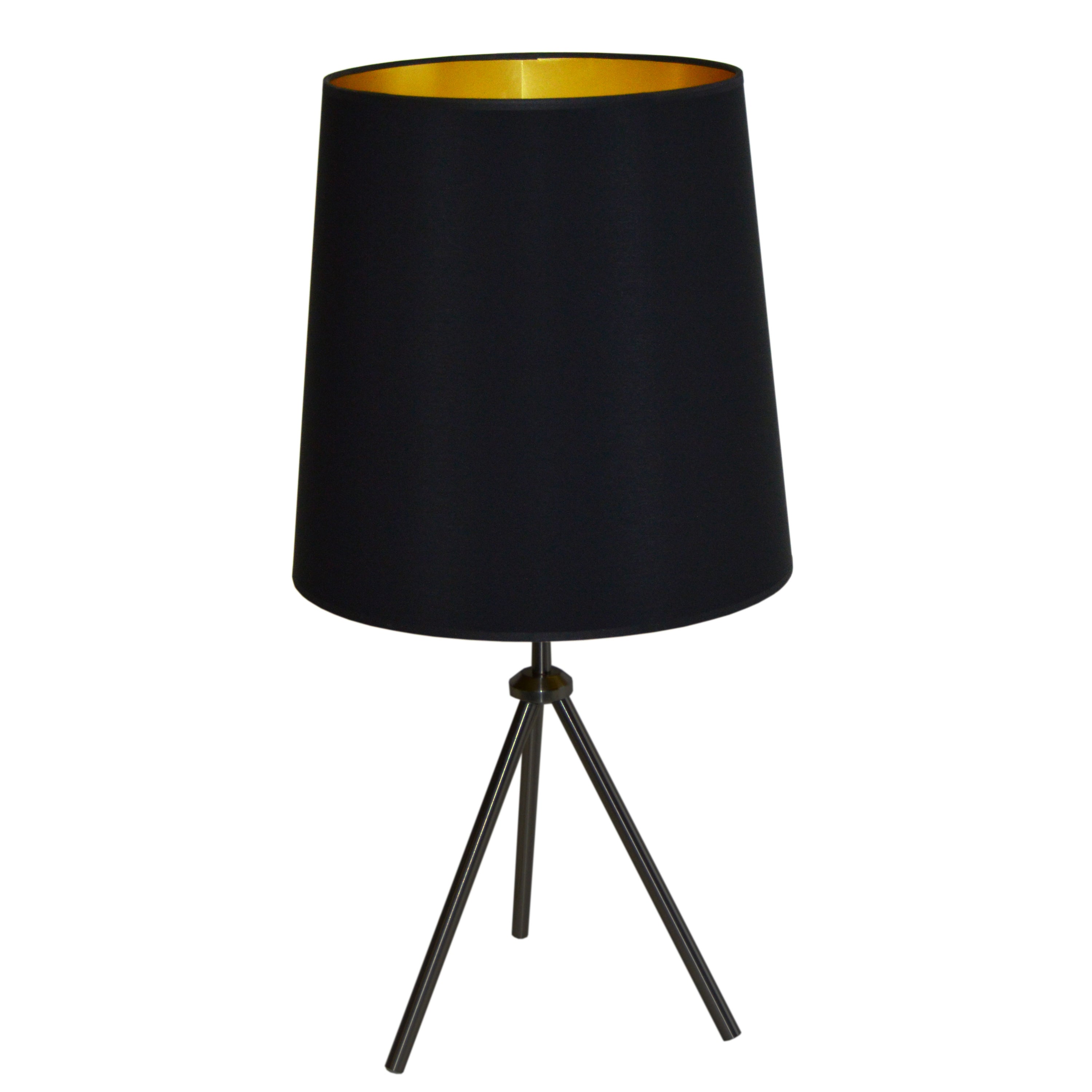 Dainolite Oversized Drum - OD3T-L-698-MB - 1 Light 3 Leg Drum Table Fixture w/Black-Gold Shade - Black